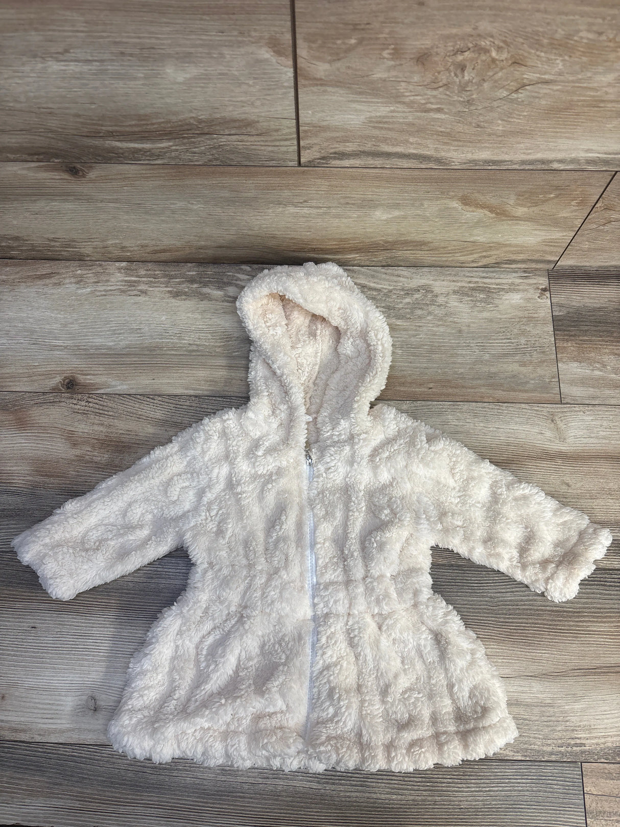 Shein Plush Full Zip Hoodie Cream sz 6-9m - Me n Mommy To Be