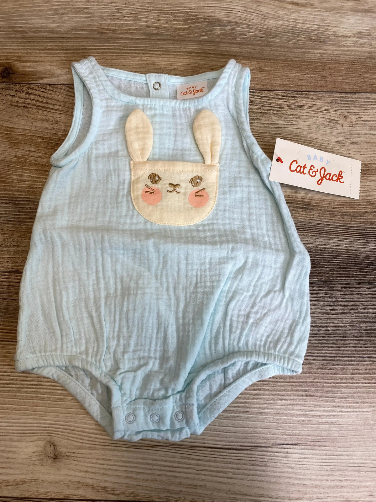 NEW Cat & Jack Gauze Bunny Romper Blue sz 3-6m - Me n Mommy To Be
