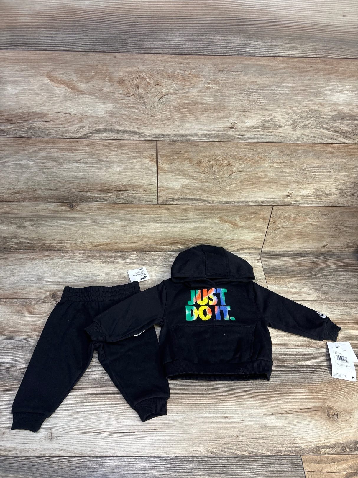 NEW NIke 2pc Just Do It Hoodie & Joggers Set Black sz 12m