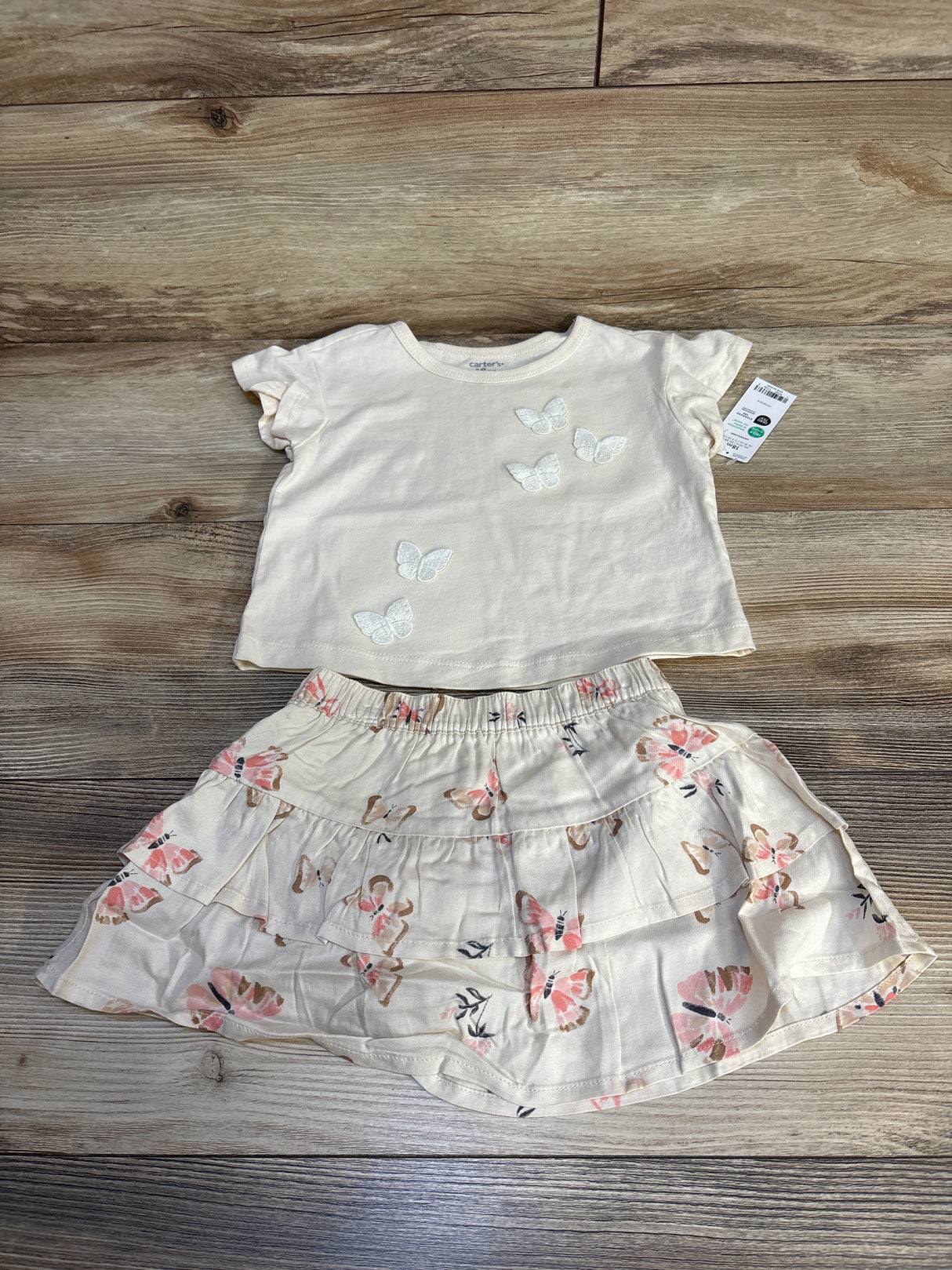 NEW Carter's 2pc Butterfly Shirt & Skort Ivory sz 18m
