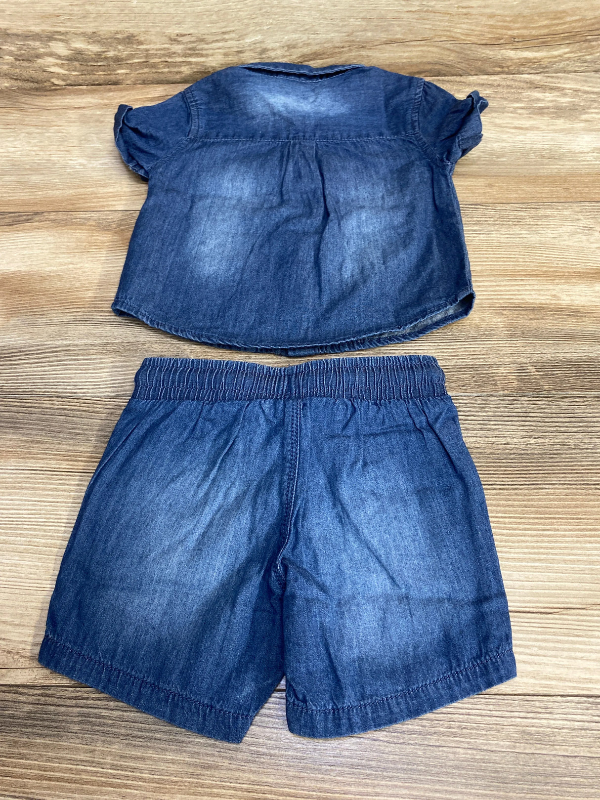 Prenatal 2pc Chambray Shirt & Shorts Blue sz 3-6m - Me n Mommy To Be