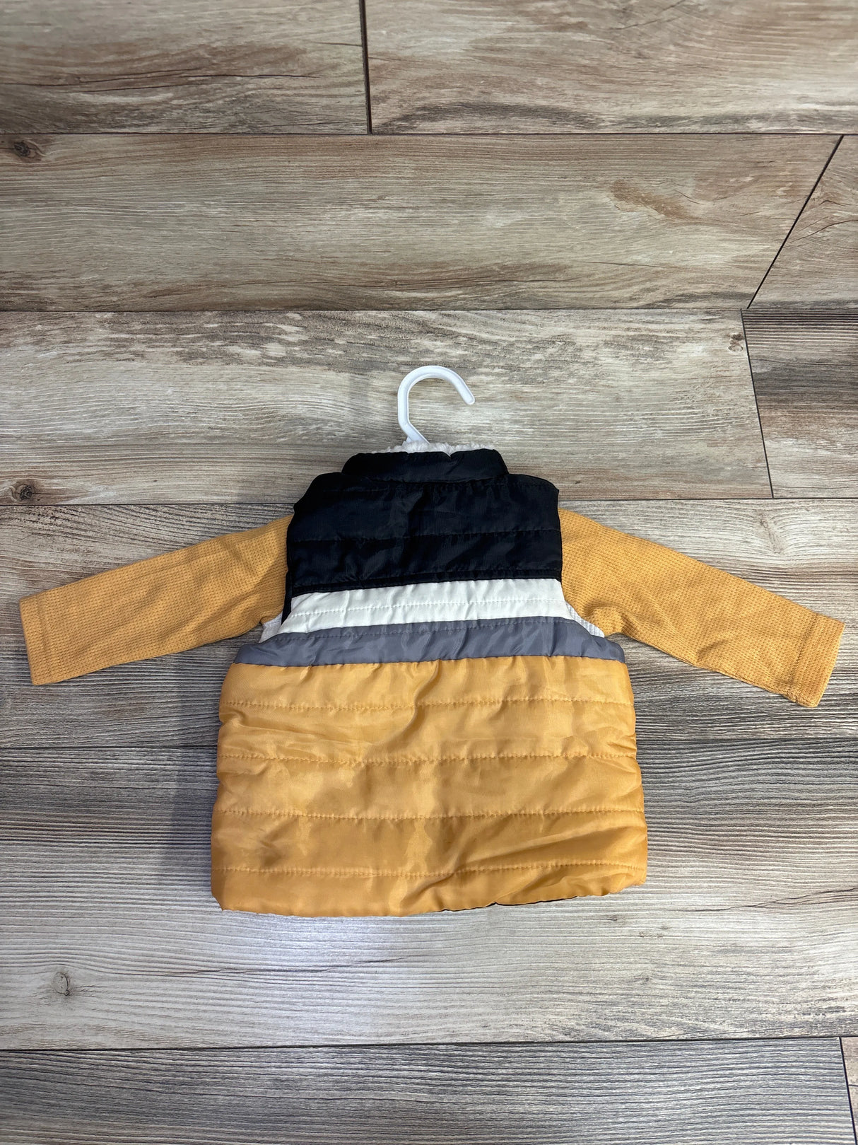 Little Rickey's 2pc Puffer Vest & Waffle Knit Shirt Set Yellow sz 6-9m