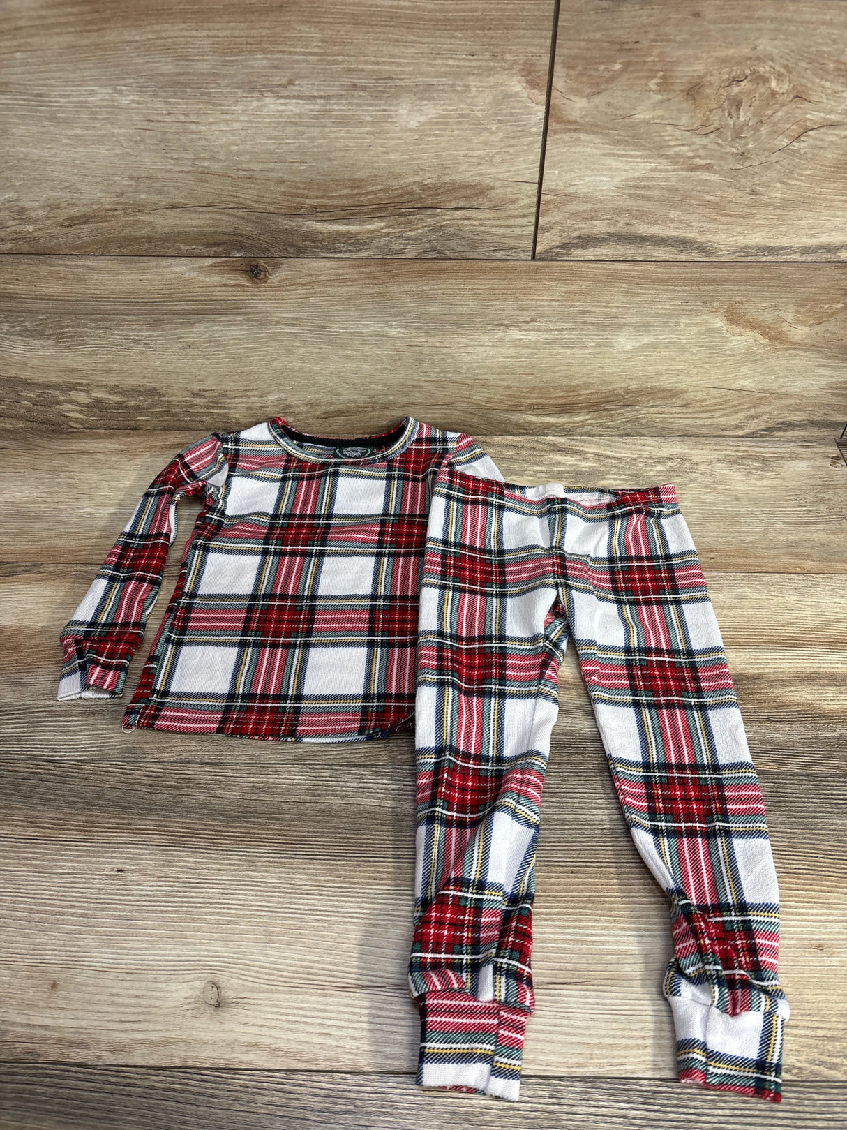 Laura Ashley 2pc Plaid Pajama Set White sz 2T