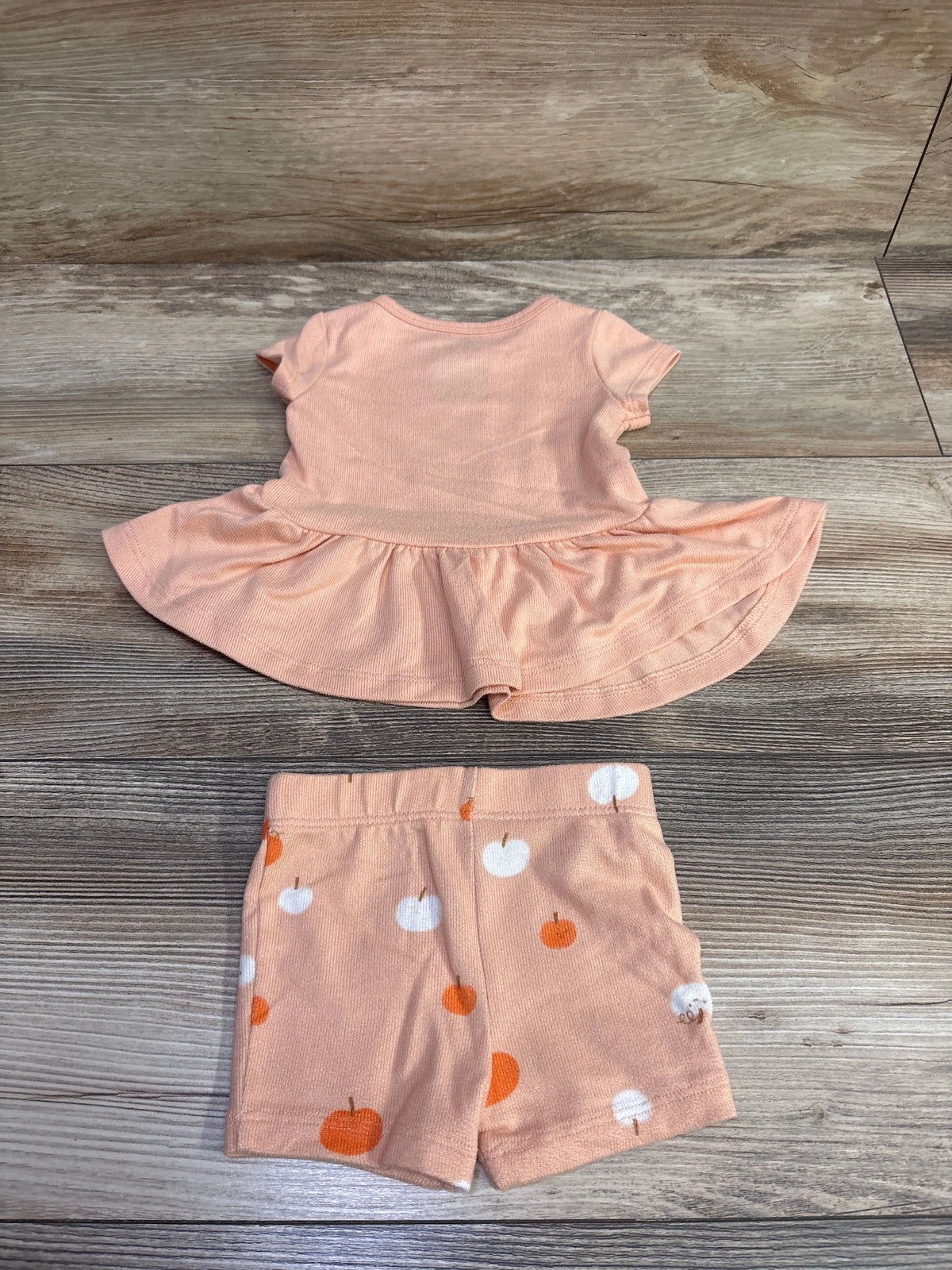 Cat & Jack 2pc Cutest Pumpkin Peplum Top & Shorts Orange sz 3-6m