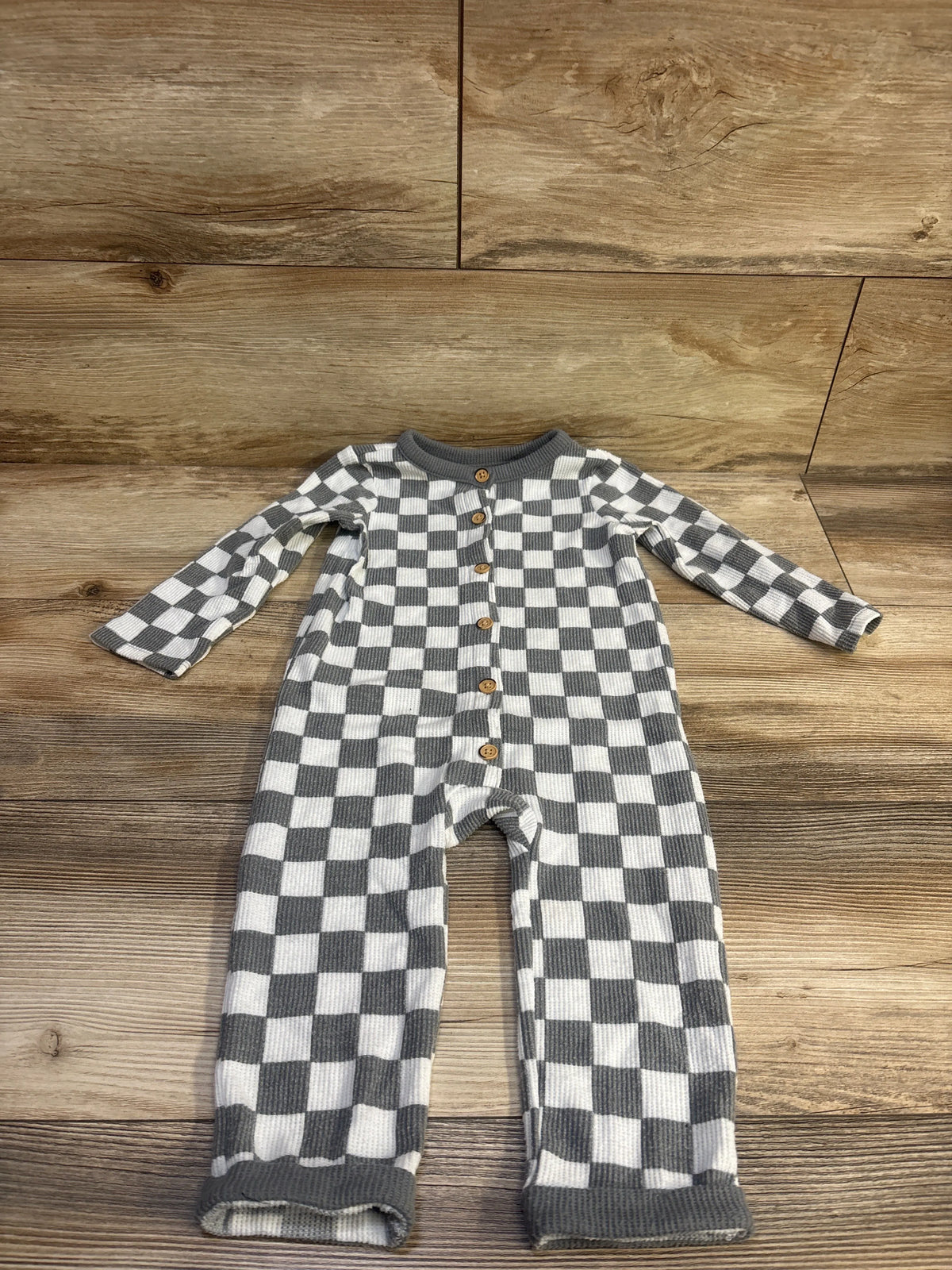 Cat & Jack Checker Waffle Knit Coverall Grey sz 18m