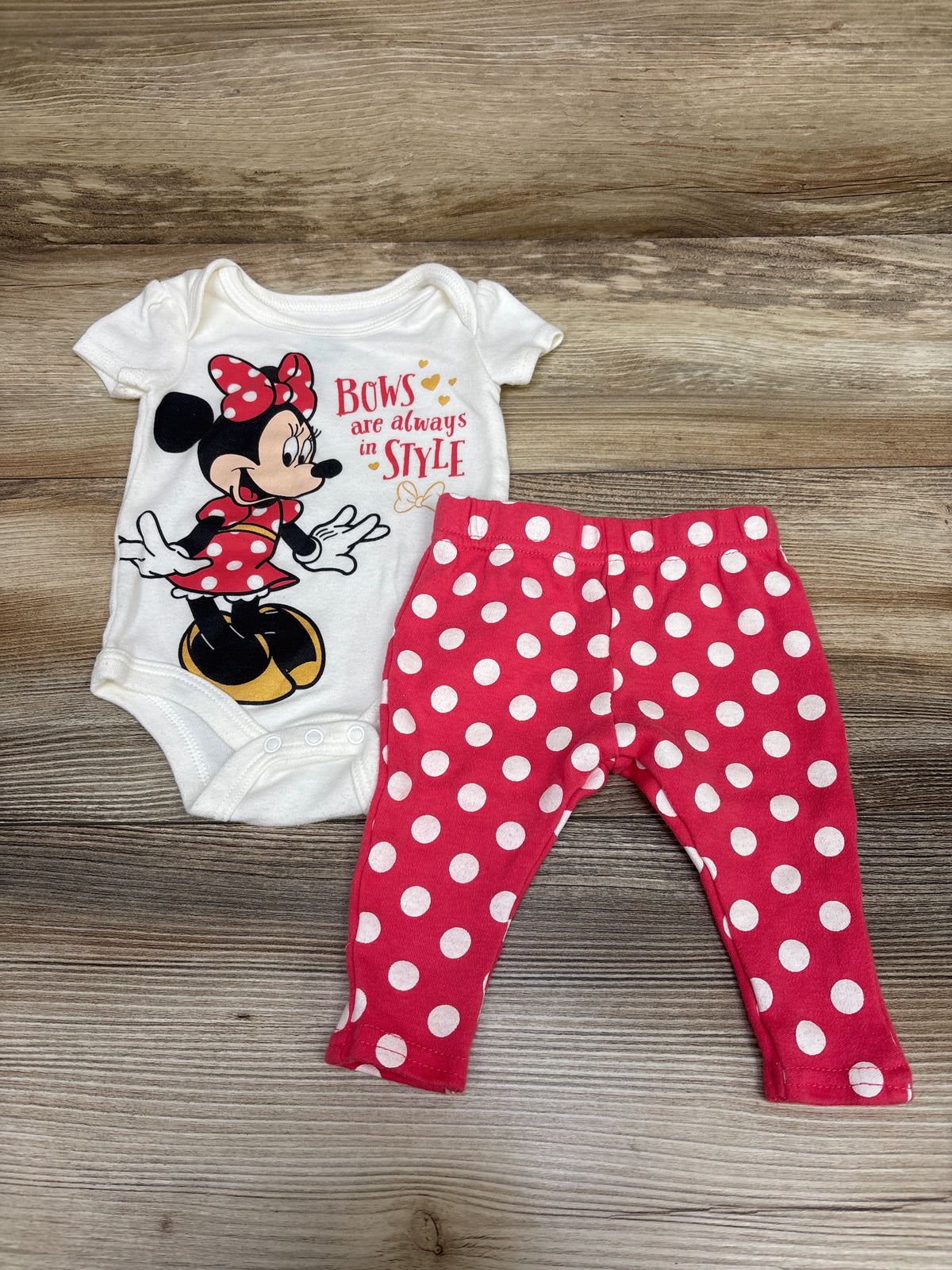 Disney Baby 2pc Minnie Mouse Bodysuit & Pants Set White sz 0/3m
