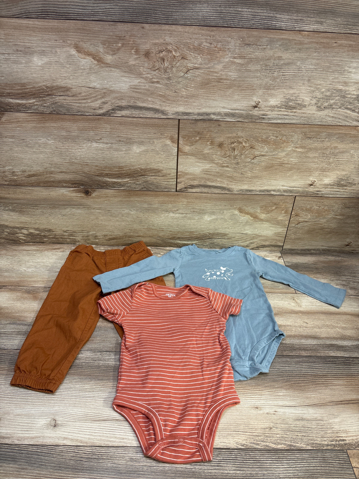 Carter's 3pc Bodysuits & Pant Set Orange sz 18m
