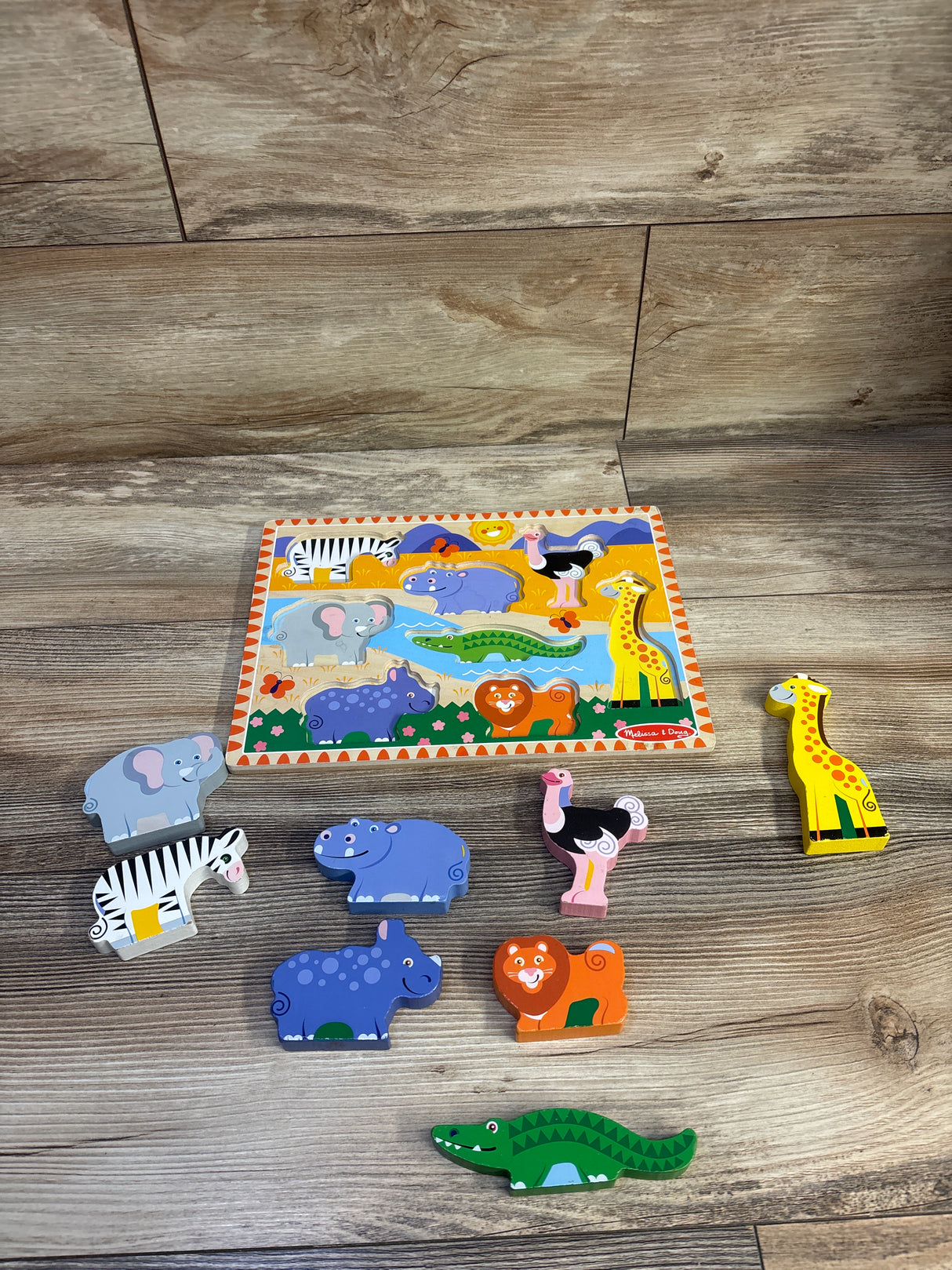 Melissa & Doug Wooden Chunky Puzzle - Safari Animals 8pc