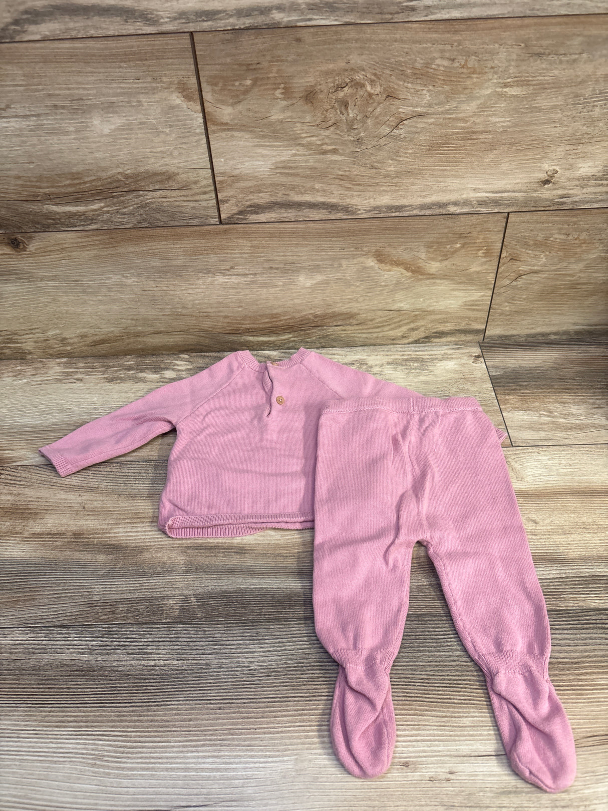 Rock a Bye Baby Boutique 2pc True Knit Bunny Top & Footed Pants Set Pink sz 3-6m
