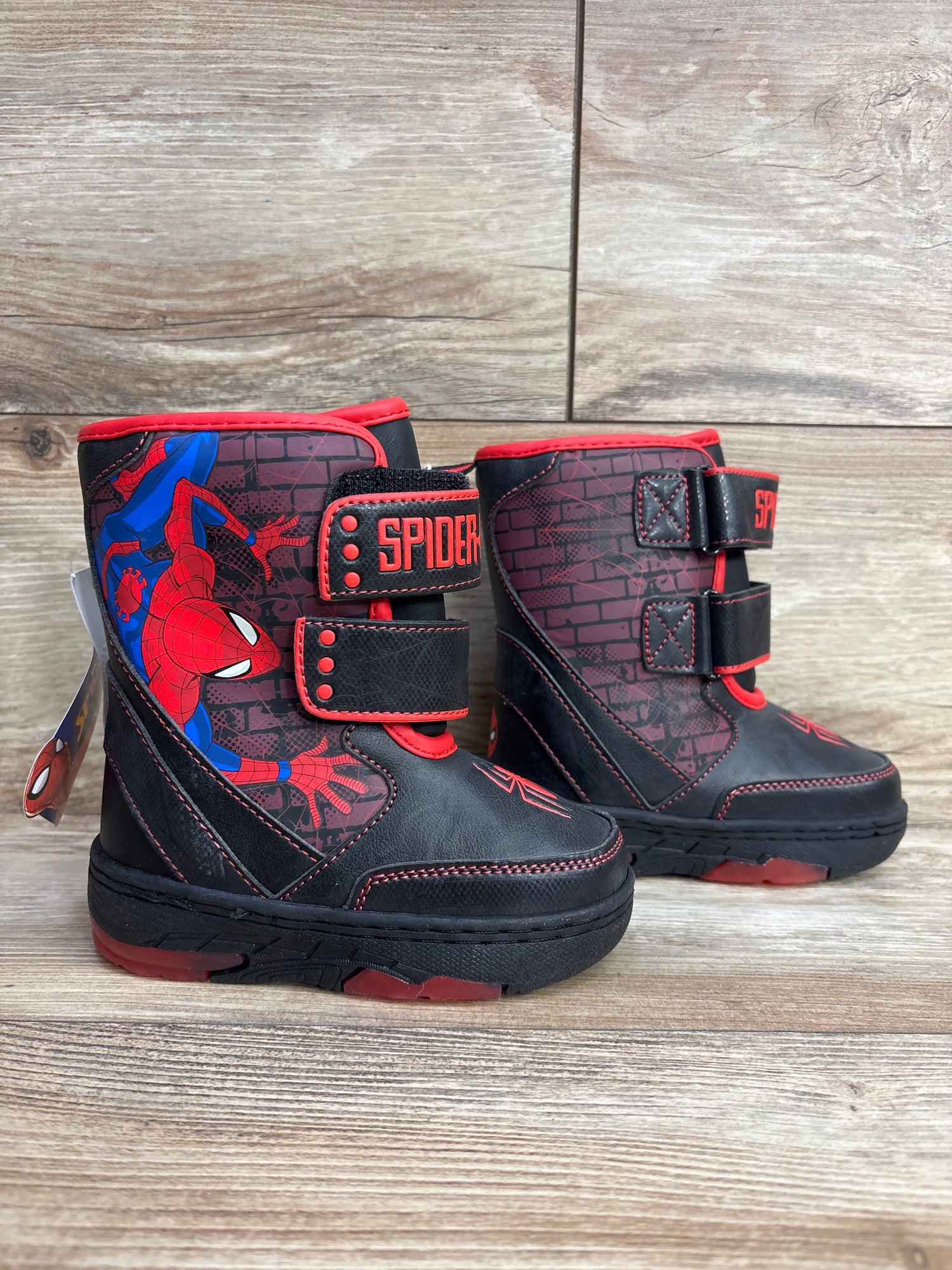 NEW Marvel Spider-Man Light-Up Winter Boots Black sz 8c