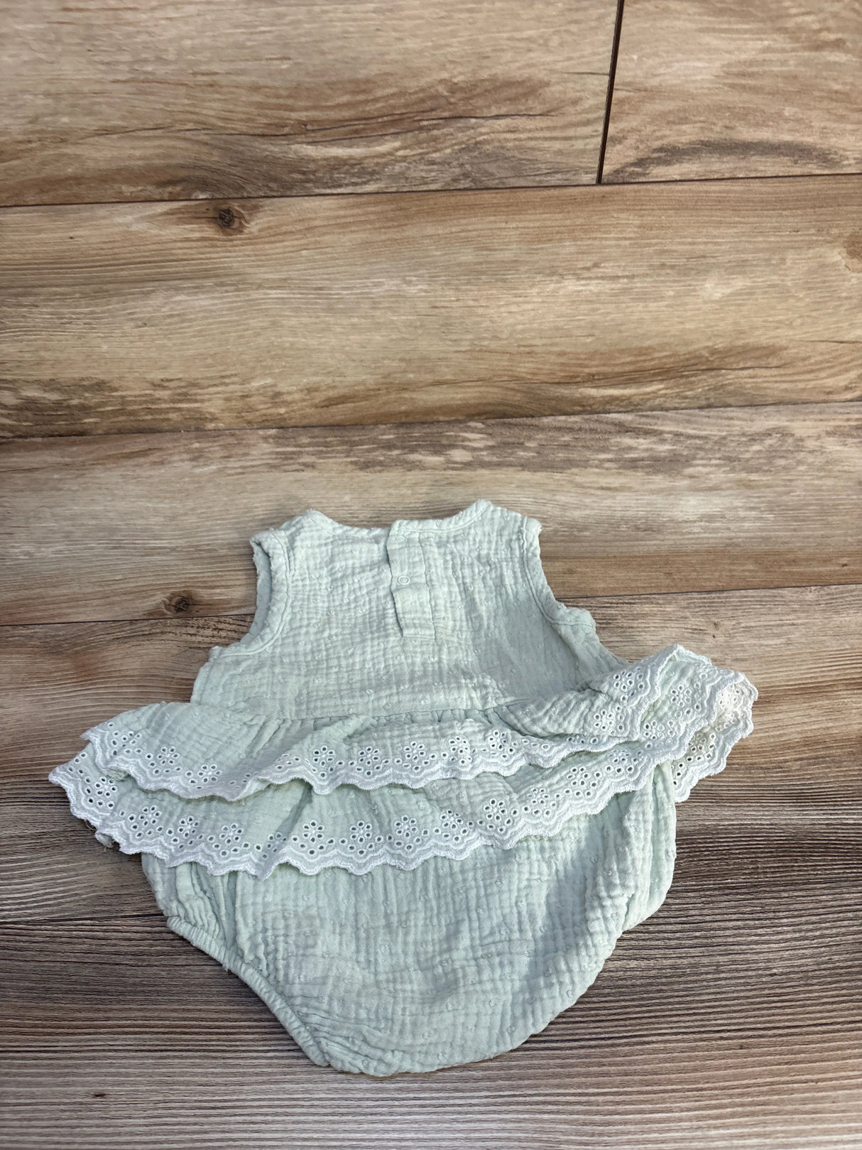 RZ by Rachel Zoe Eyelet Gauze Bodysuit Dress Green sz 6/9m