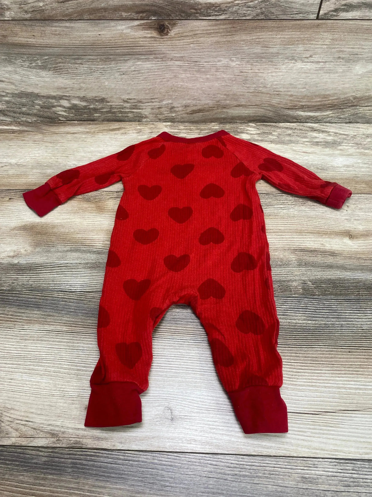 Cat & Jack Heart Print Henley Coverall Red sz 3-6m - Me n Mommy To Be