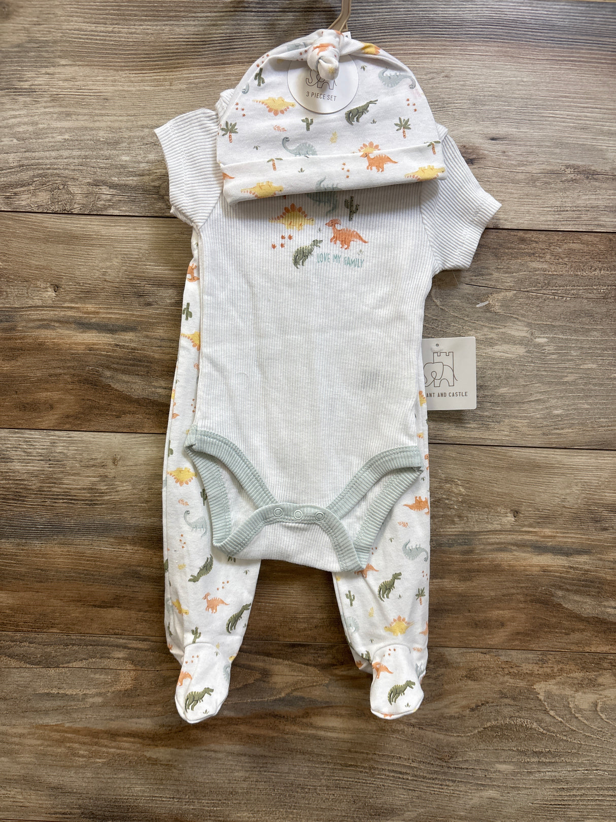 NEW Elephant & Castle 3pc Love My Family Set White sz 6-9m