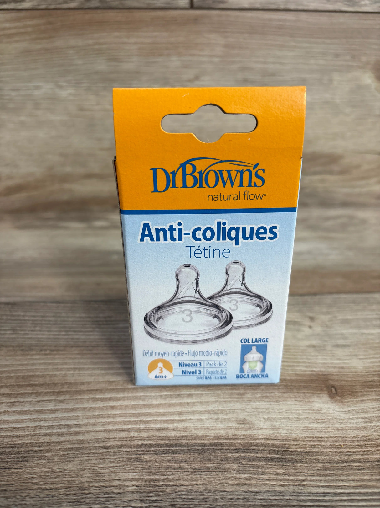 Dr. Brown's anti-colic baby bottle nipples pack, level 3, for 6 months plus, wide neck