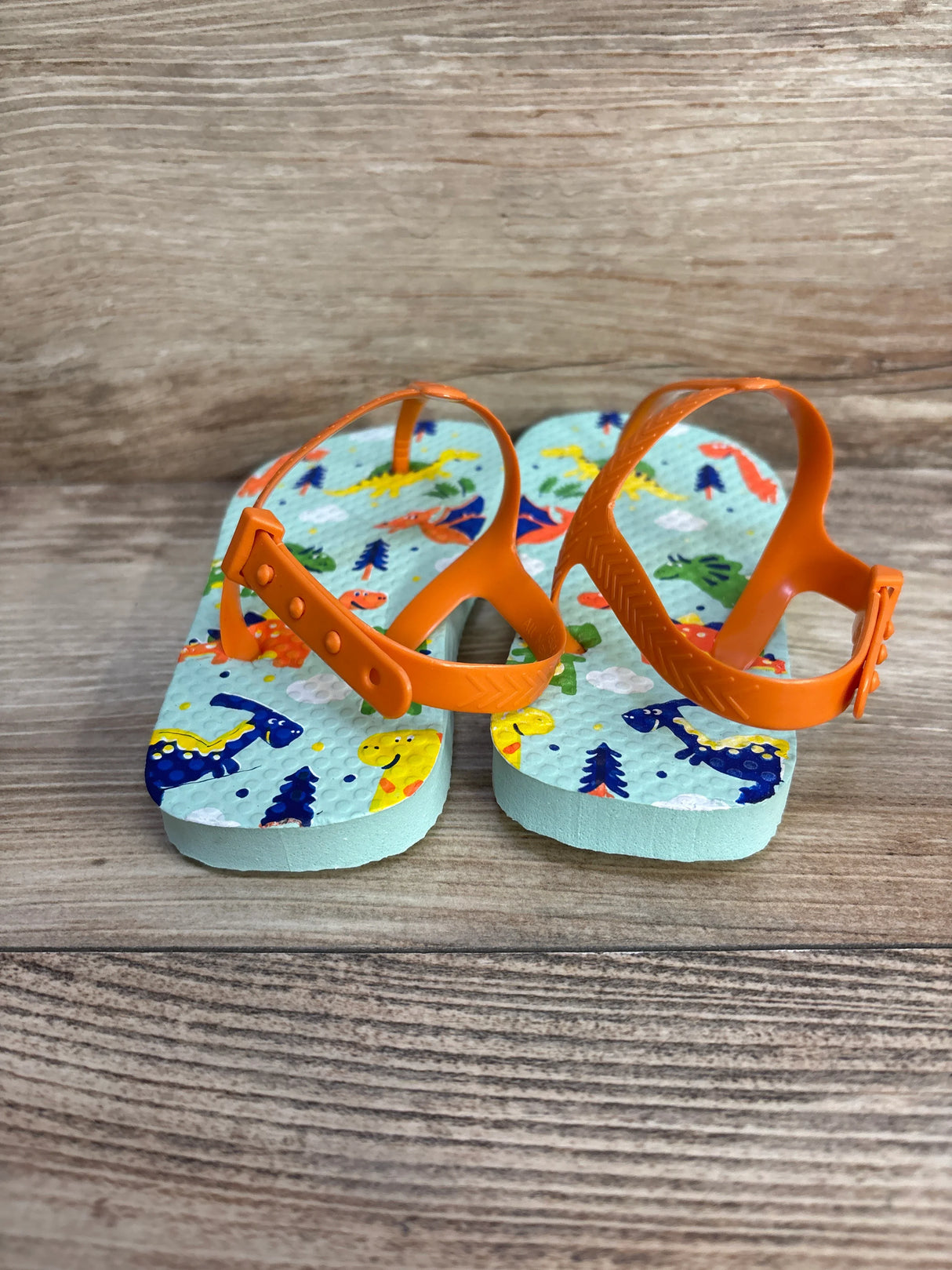 Dinosaur Flip Flops Orange sz 9/10 - Me n Mommy To Be
