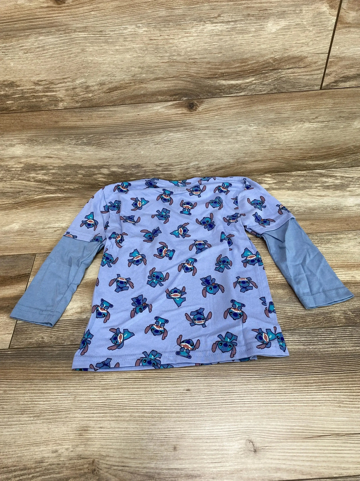 Front view of toddler two-layer Stitch T-shirt (4T) showing front Stitch graphic on white layered tee against plain background