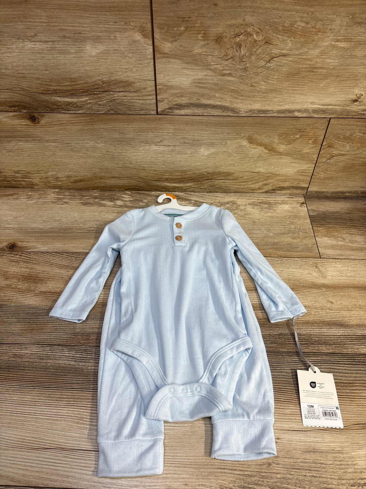 NEW Cloud Island 2pc Pointelle Henley Bodysuit & Pants Set Blue sz 12m