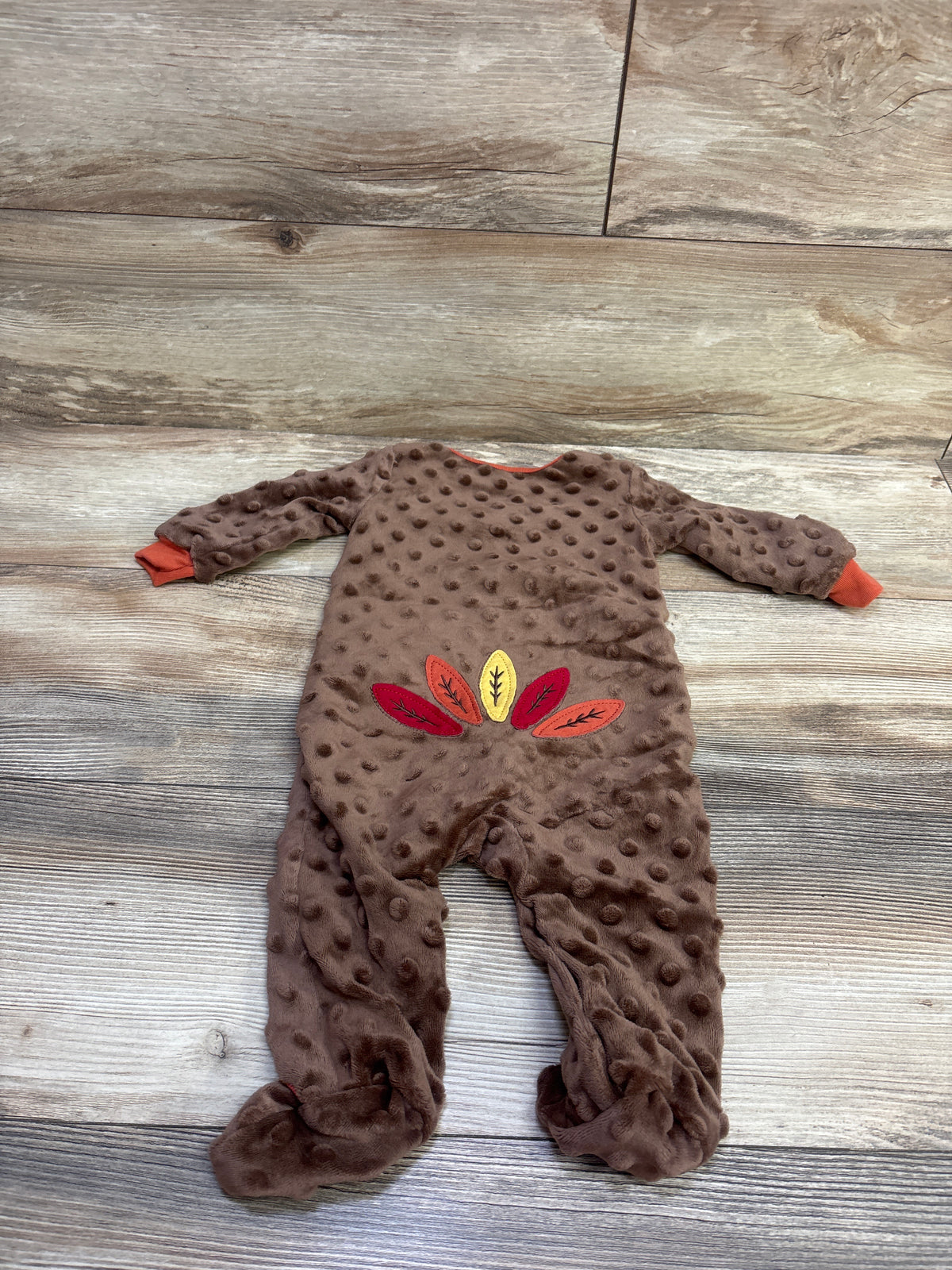 Baby Starters Minky Dot Turkey Coverall Brown sz 6m