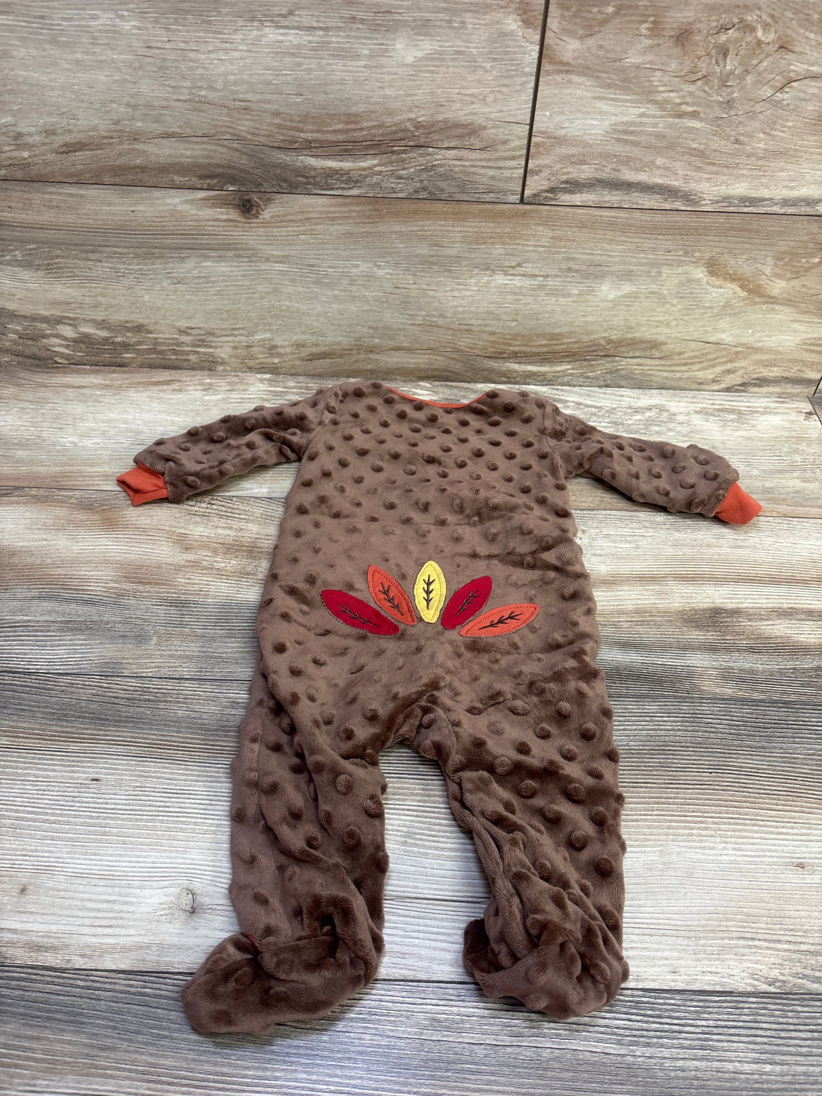 Baby Starters Minky Dot Turkey Coverall Brown sz 6m