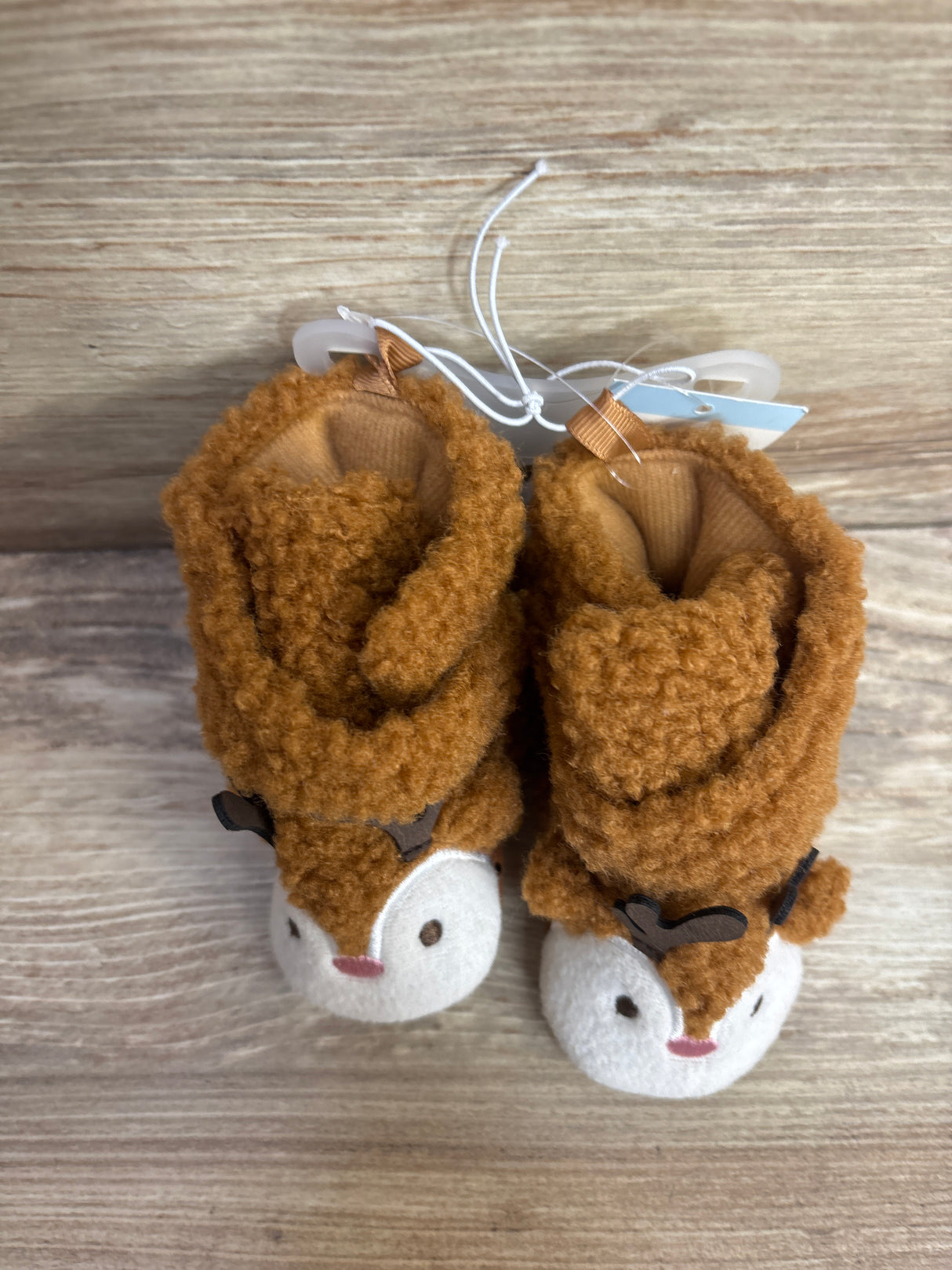NEW Cat & Jack Sherpa Reindeer Booties Brown sz 1/2c