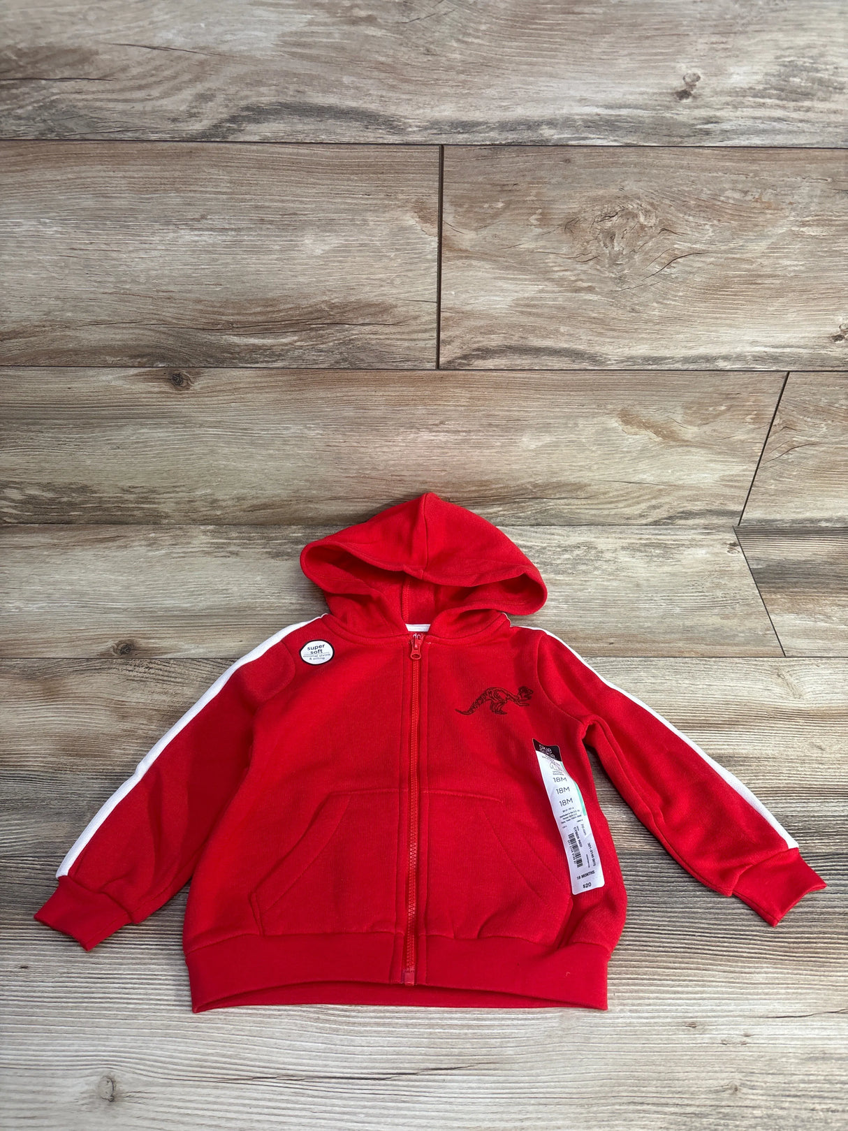 NEW Okie Dokie Cyber Red Full-Zip Hoodie sz 18m
