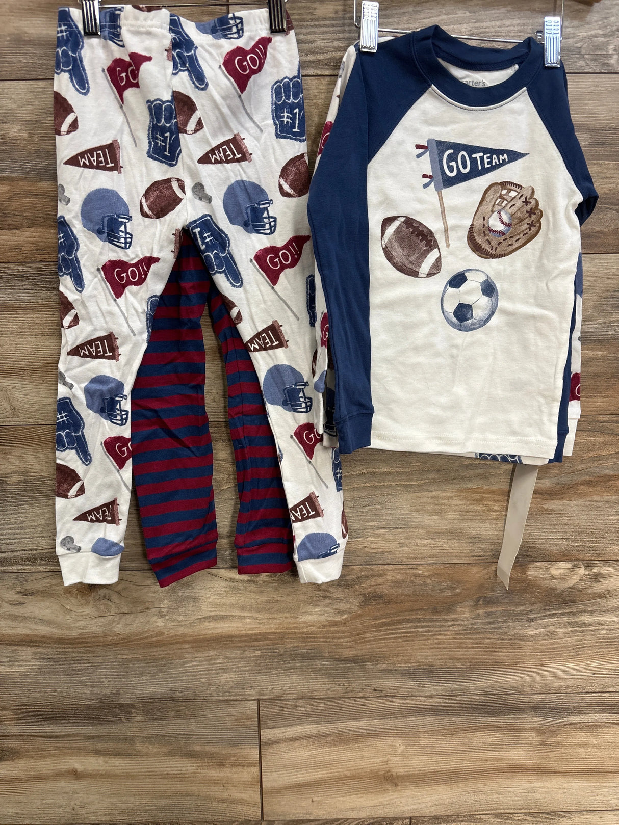 NEW Just One You 4pc Pajama Set Footballs Blue/Whitesz 5T