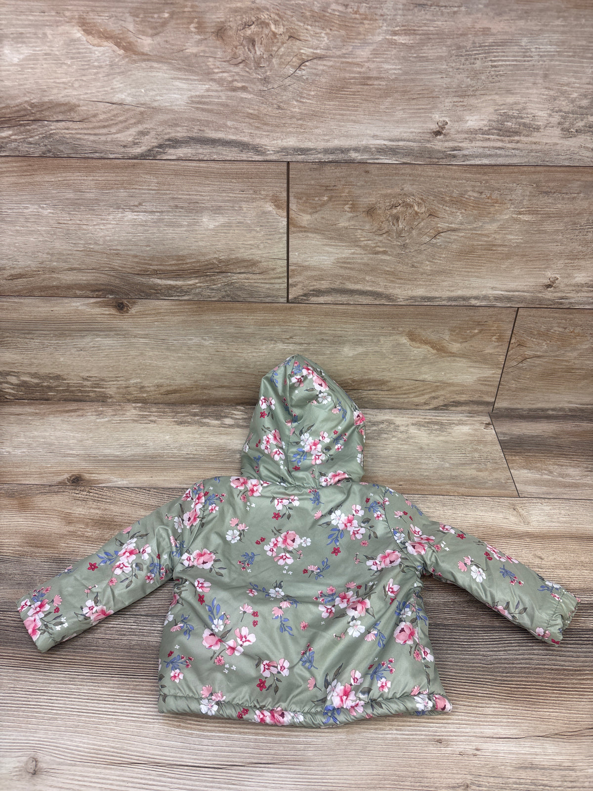Penelope Mack Floral Fleece Lined Waterproof Jacket Green sz 12m