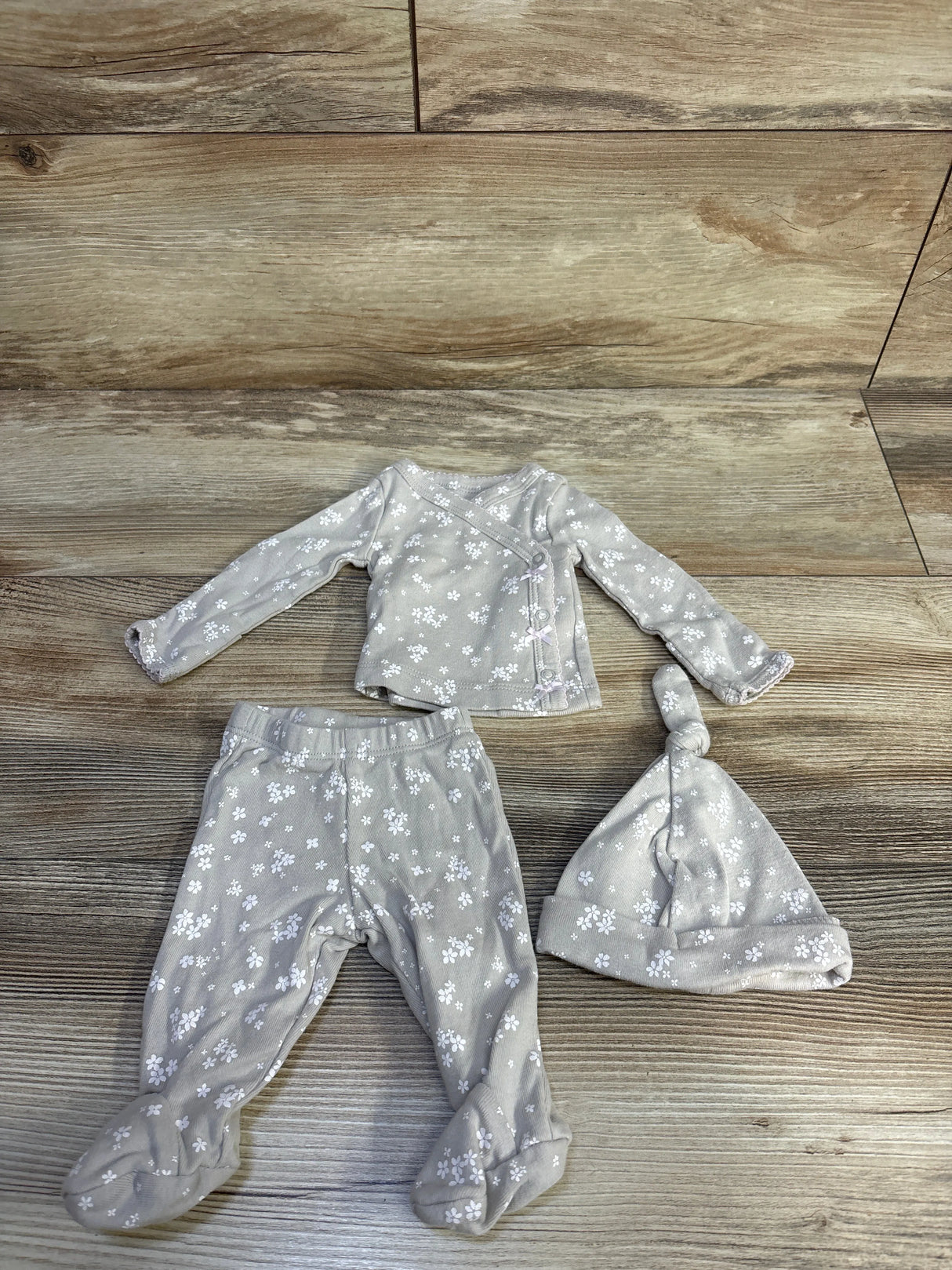 Carter's 3pc Kimono Set Beige sz Preemie