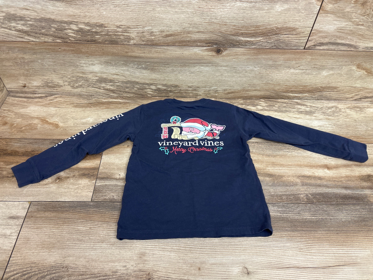 Vineyard Vines Long Sleeve Christmas Pocket Shirt Blue sz 5T
