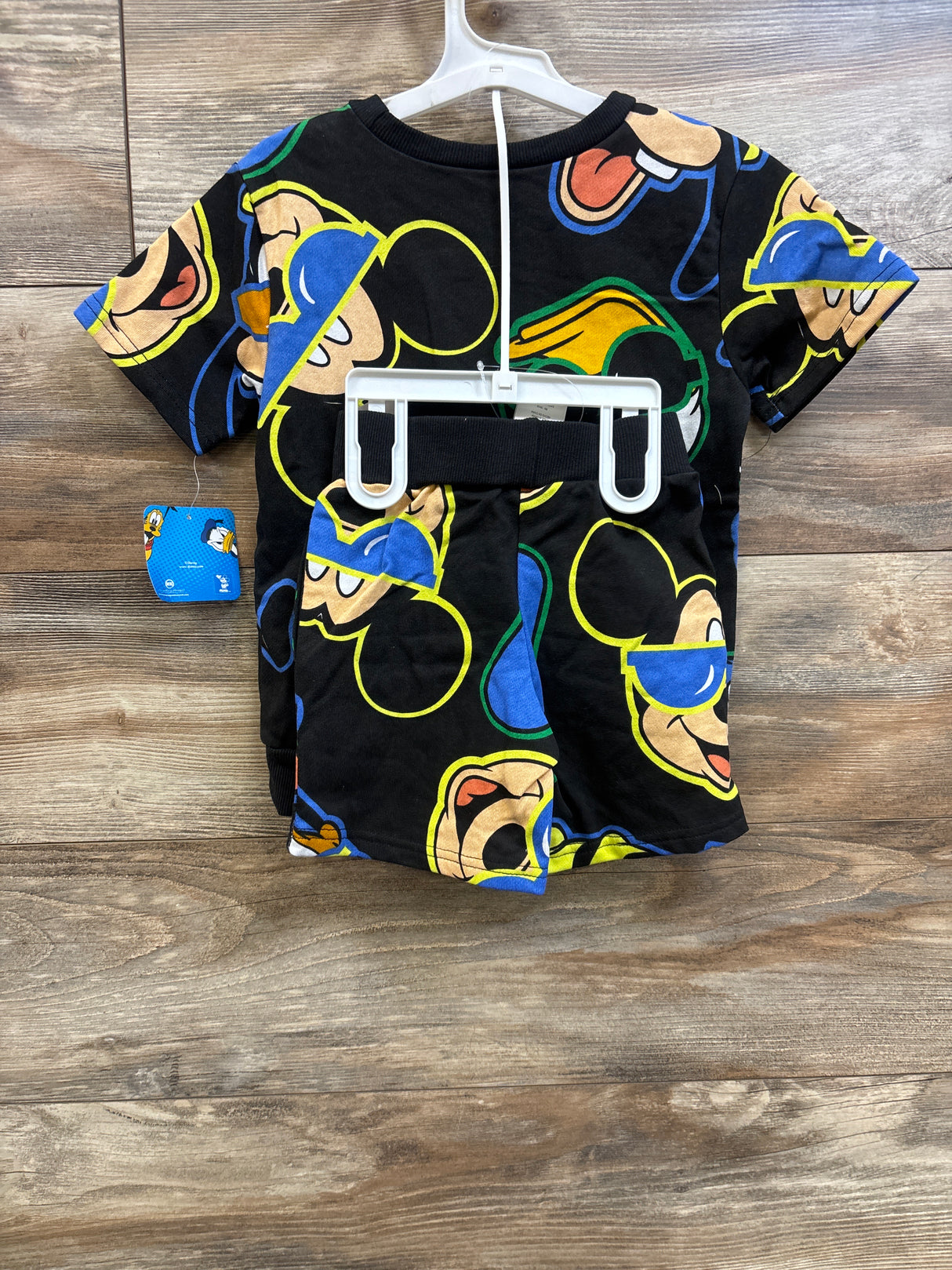 NEW Disney Mickey & Friends 2pc Shirt & Shorts Set Black sz 5T