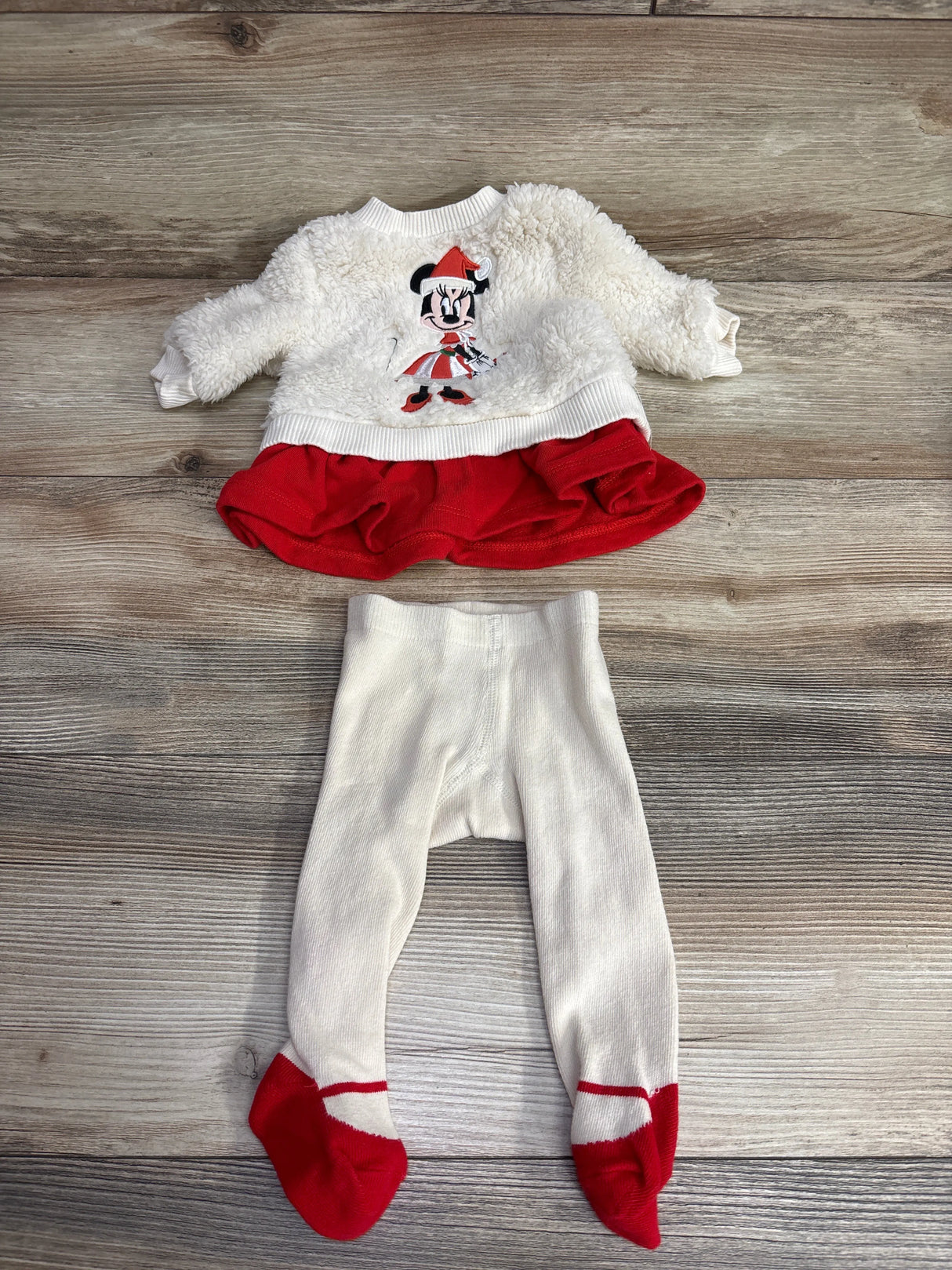 Disney Baby Store Minnie Mouse Sherpa Peplum Sweatshirt White sz 0-3m