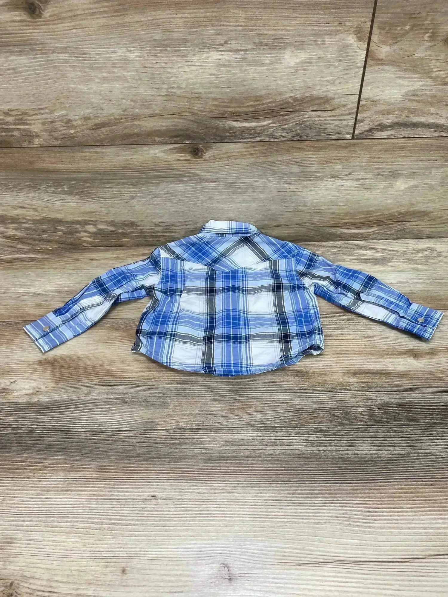 Wrangler Plaid Snap Shirt Blue sz 6-9m - Me n Mommy To Be