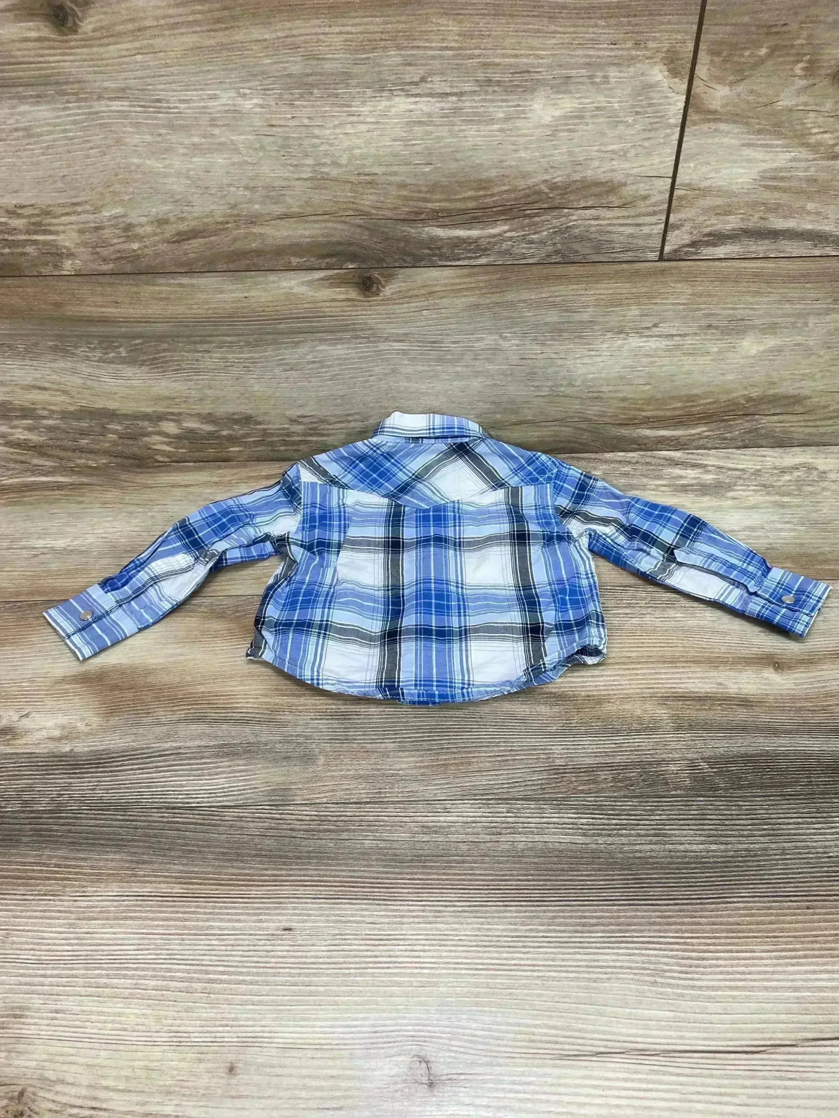 Wrangler Plaid Snap Shirt Blue sz 6-9m - Me n Mommy To Be