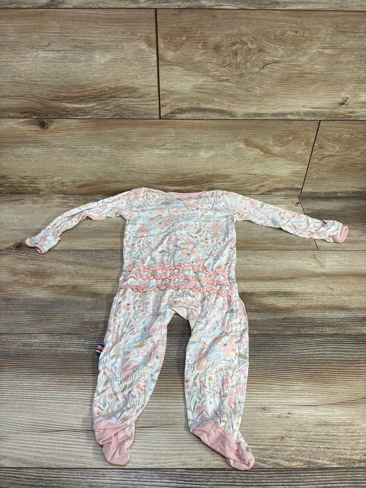 Magnetic Me Charlotte Modal Ruffle Footie White sz 3-6m