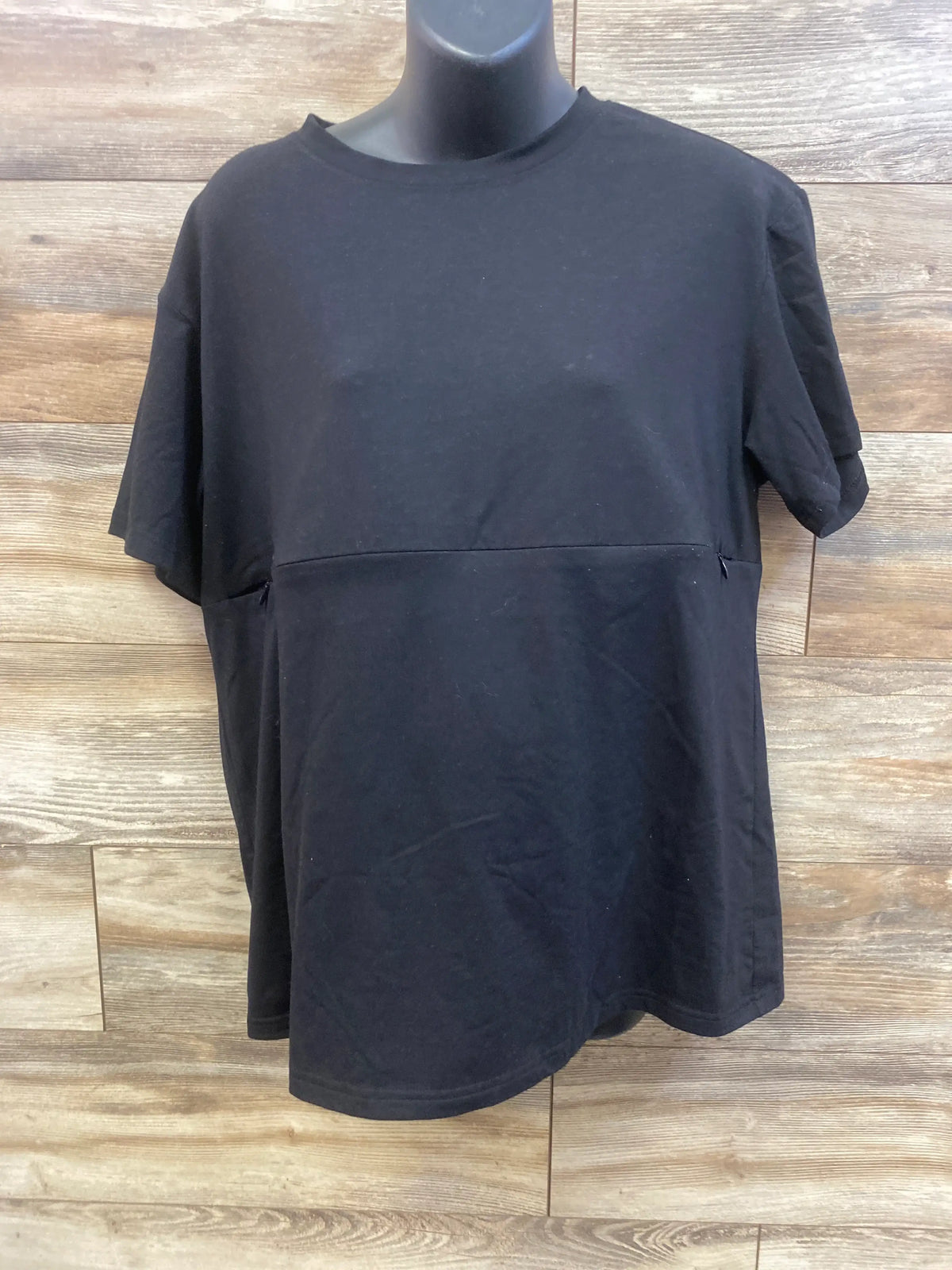 Maternity Horizontal Zipper Nursing Shirt Black sz XXL