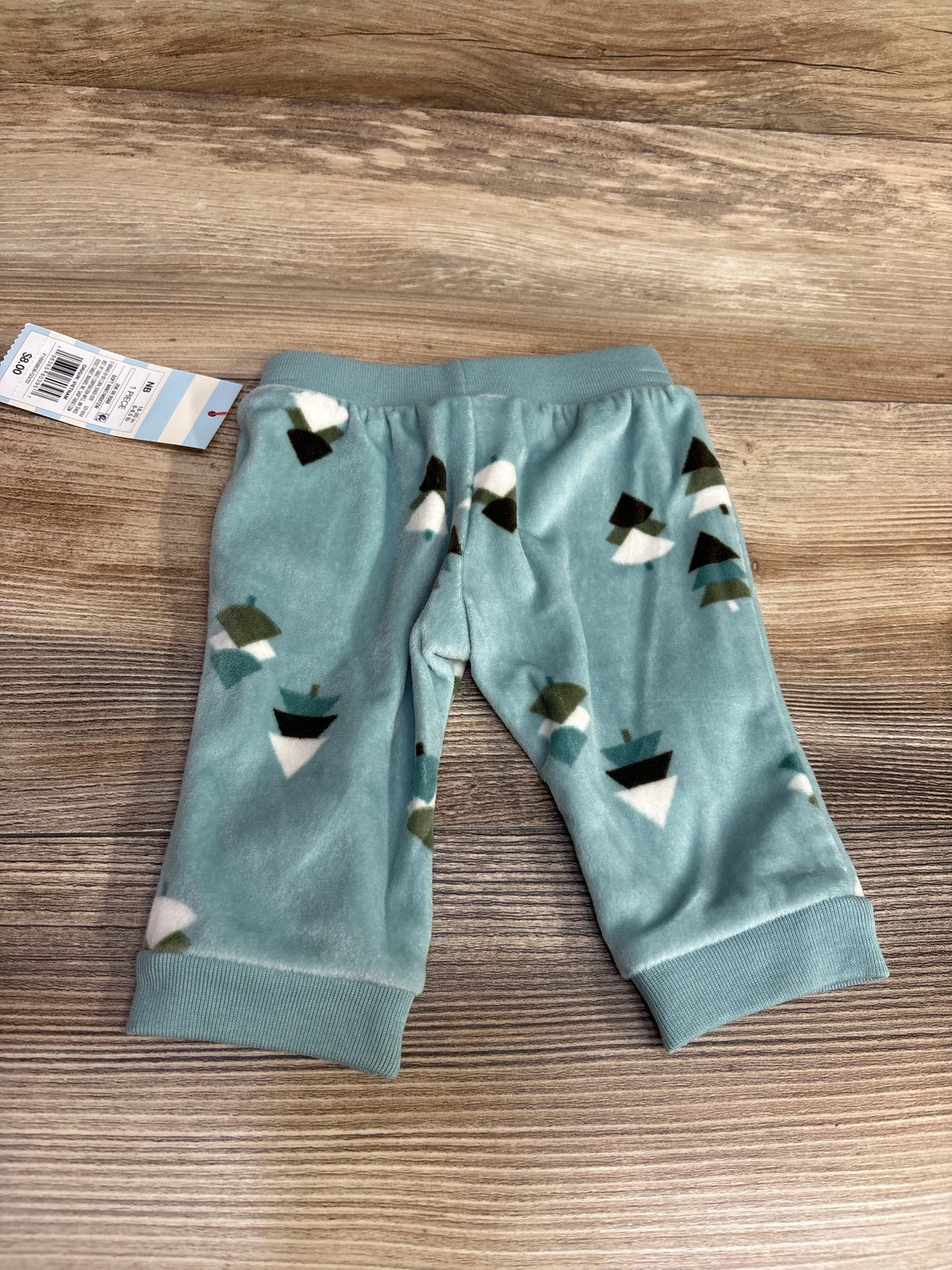 NEW Cat & Jack Tree Print Velour Pull On Pants Teal sz Newborn