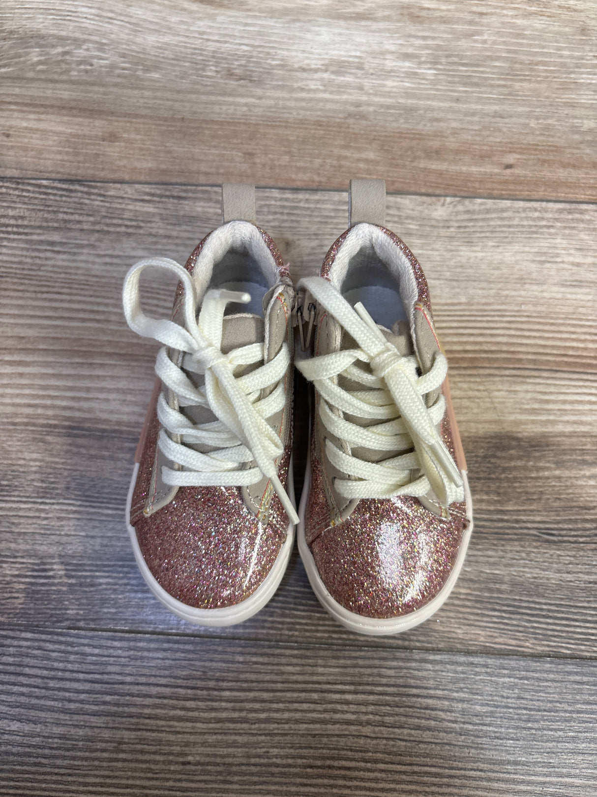 Zara Glittery High Top Sneakers Pink sz 4/5c