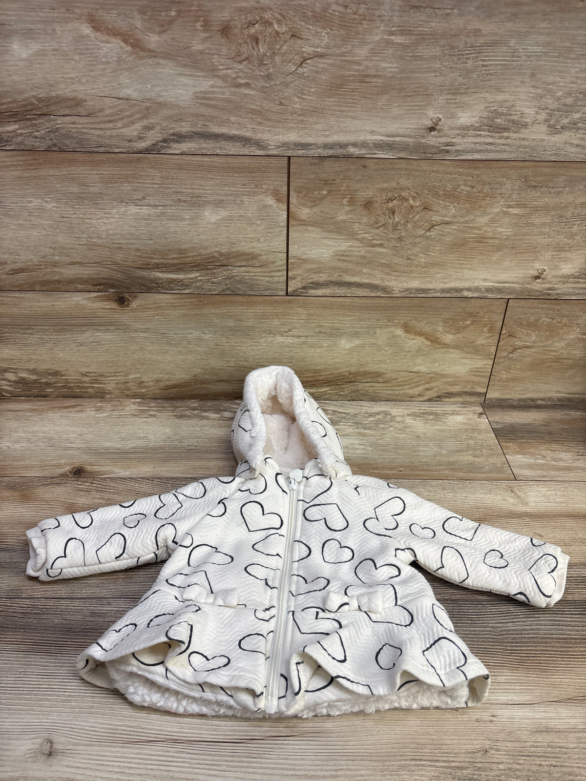 Mayoral Quilted Heart Print Peplum Jacket Ivory sz 6-9m