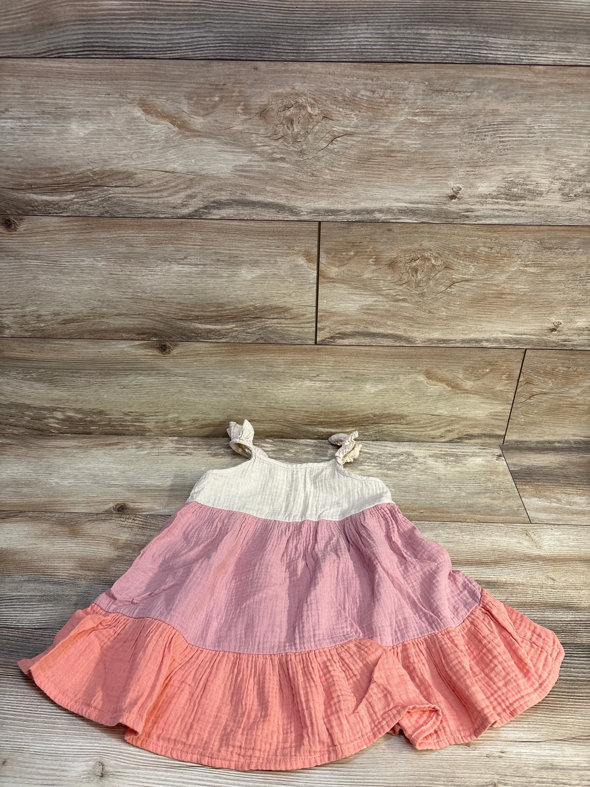 Cozy Pixies Gauze Tiered Dress Beige sz 2-3T