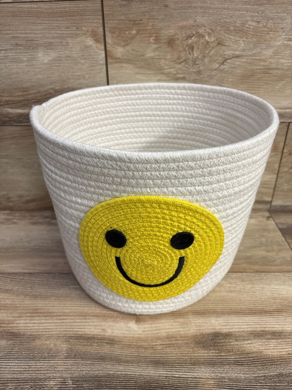 The Big One Jute Rope Storage Tote - Smiley Face