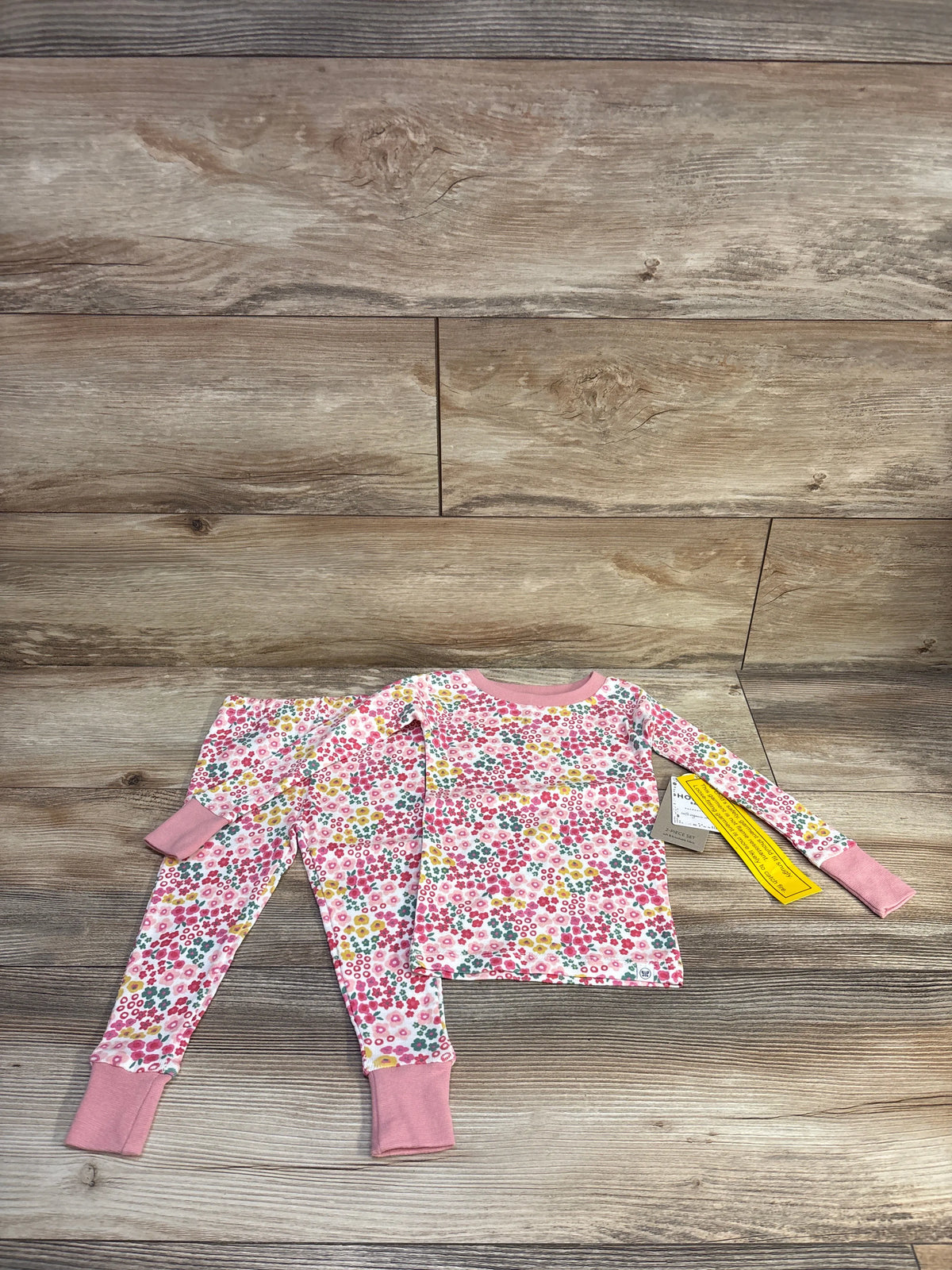 NEW Honest Baby 2pc Organic Floral Pajama Set White sz 2T
