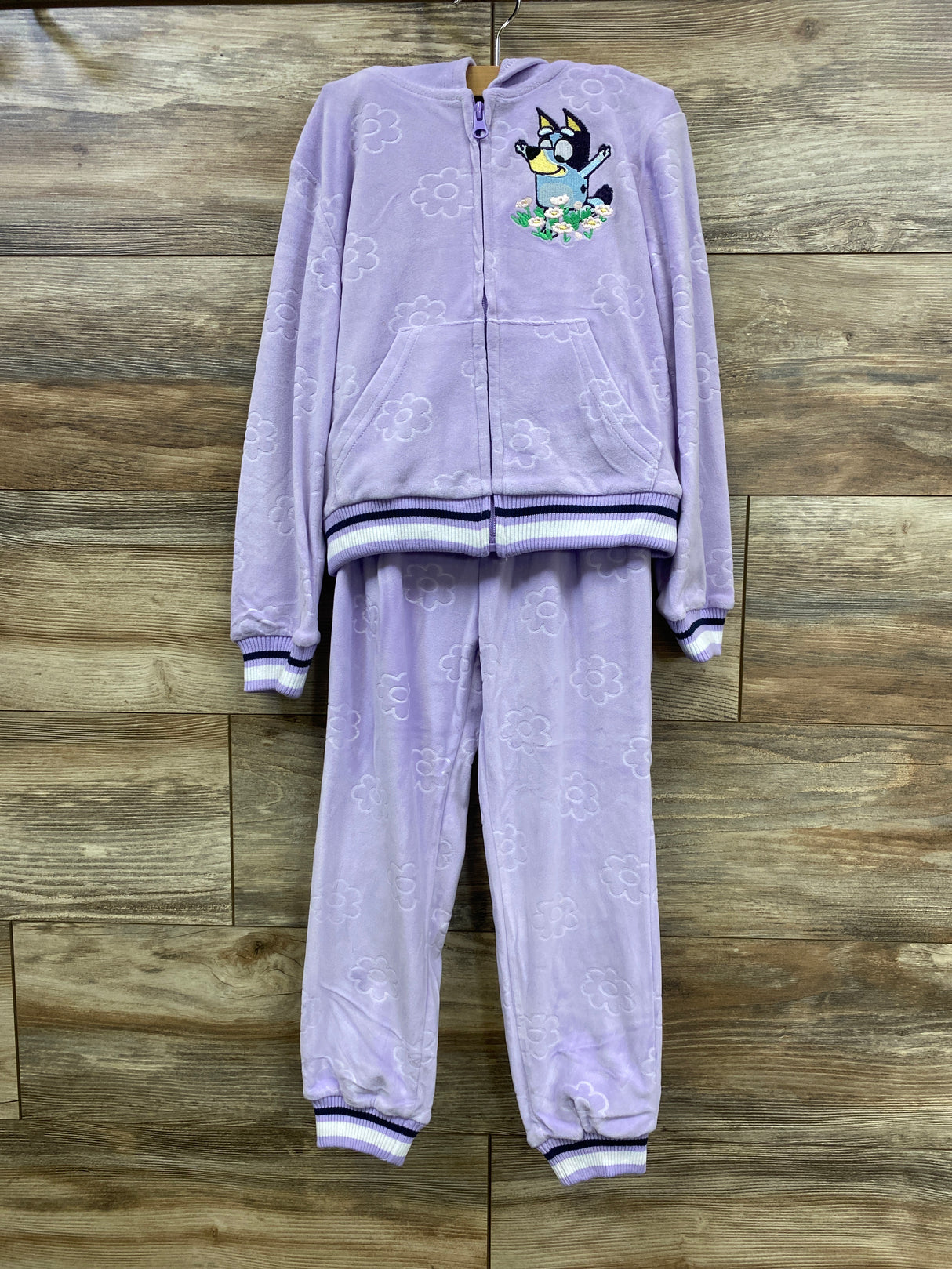 Bluey 2pc Velour Daisy Full Zip Hoodie & Joggers Set Lilac sz 4T