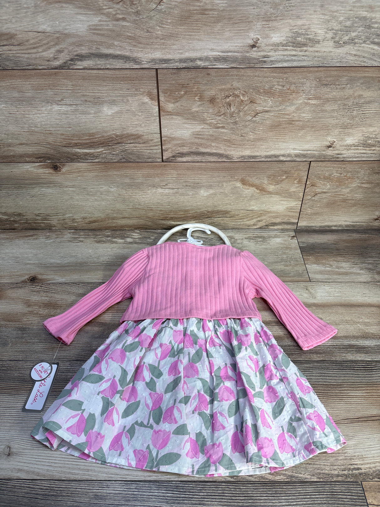 NEW Little Lass 4pc Swiss Dot Dress, Bloomers, Cardigan, & Purse Pink sz 12m