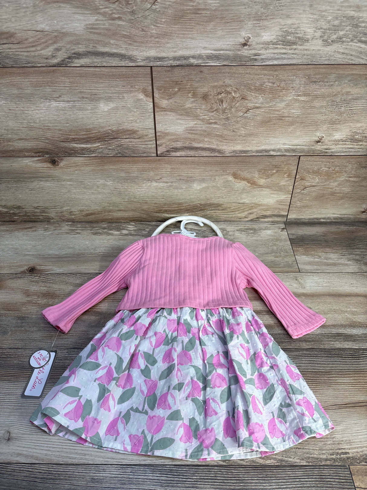 NEW Little Lass 4pc Swiss Dot Dress, Bloomers, Cardigan, & Purse Pink sz 12m