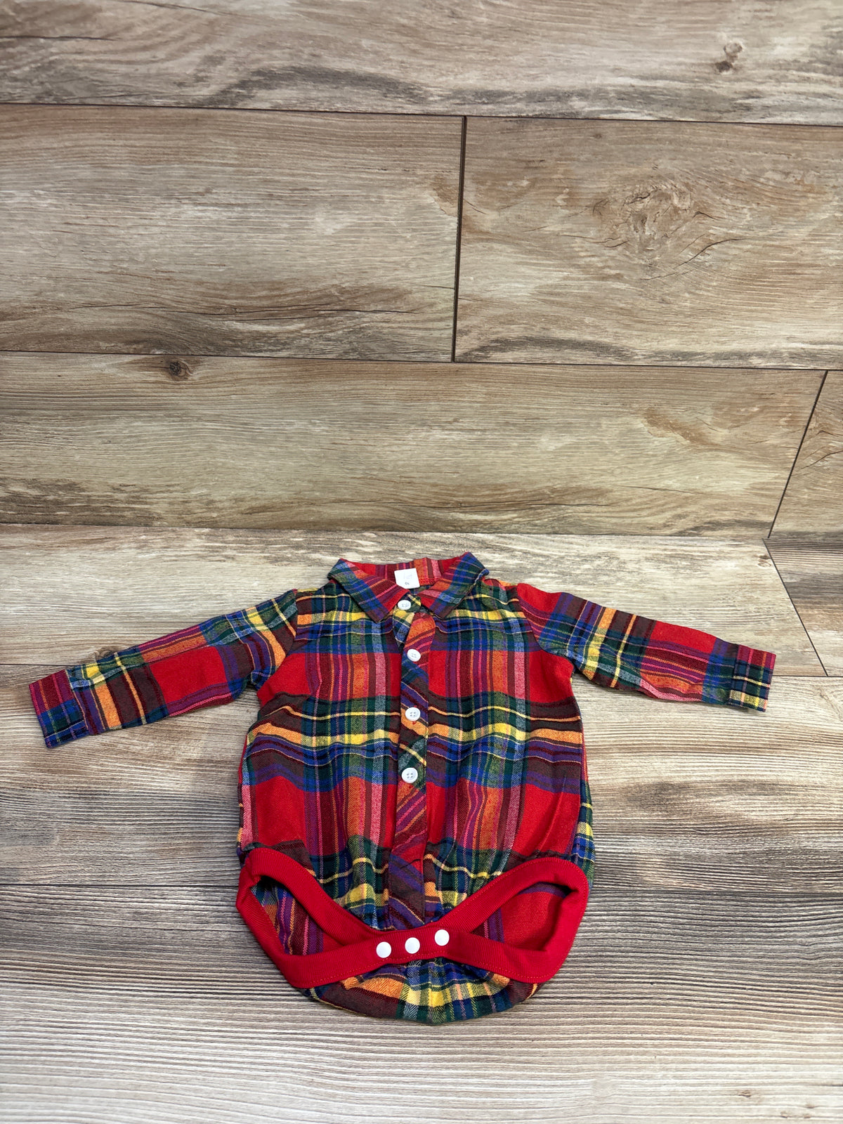 Shein Flannel Long Sleeve Bodysuit Red sz 3-6m