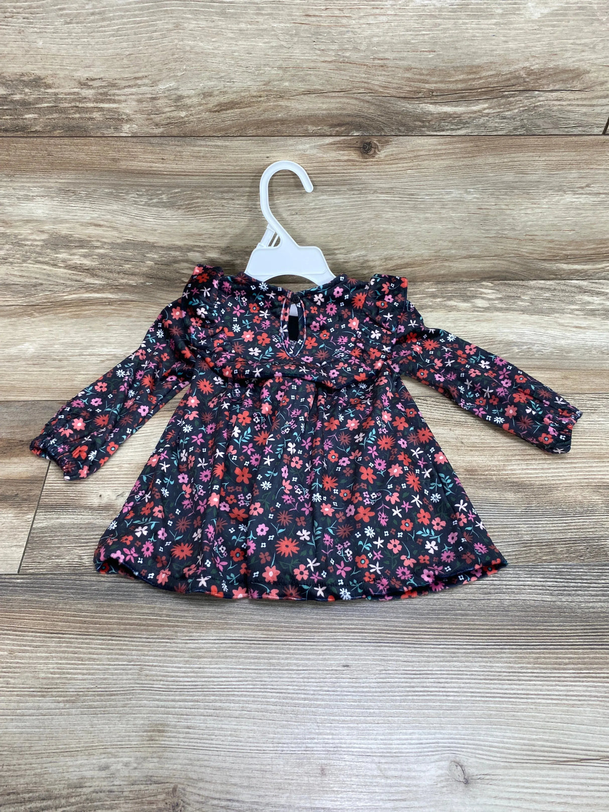 NEW First Impressions Black Scarlet Crush Velour Floral Dress sz 3-6m - Me n Mommy To Be