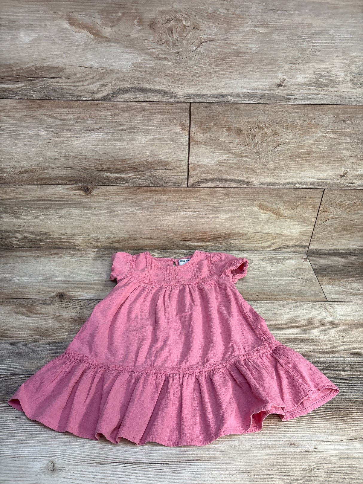 Old Navy Pintucked Crochet-Trim Crepe Swing Dress Pink sz 2T