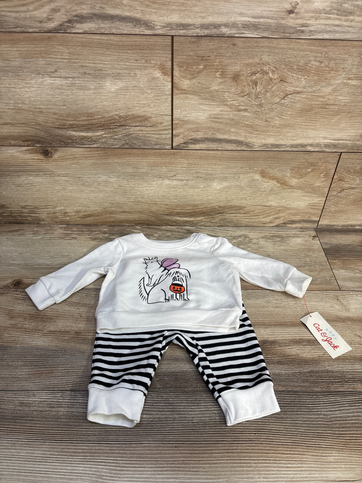 NEW Cat & Jack 2pc Halloween Sweatshirt & Joggers Set White sz 0-3m