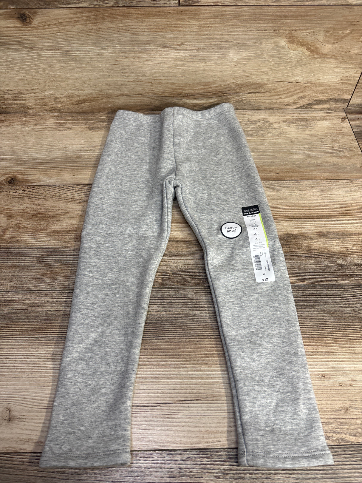 NEW Okie Dokie Heather Grey Fleece Lined Leggings sz 4T