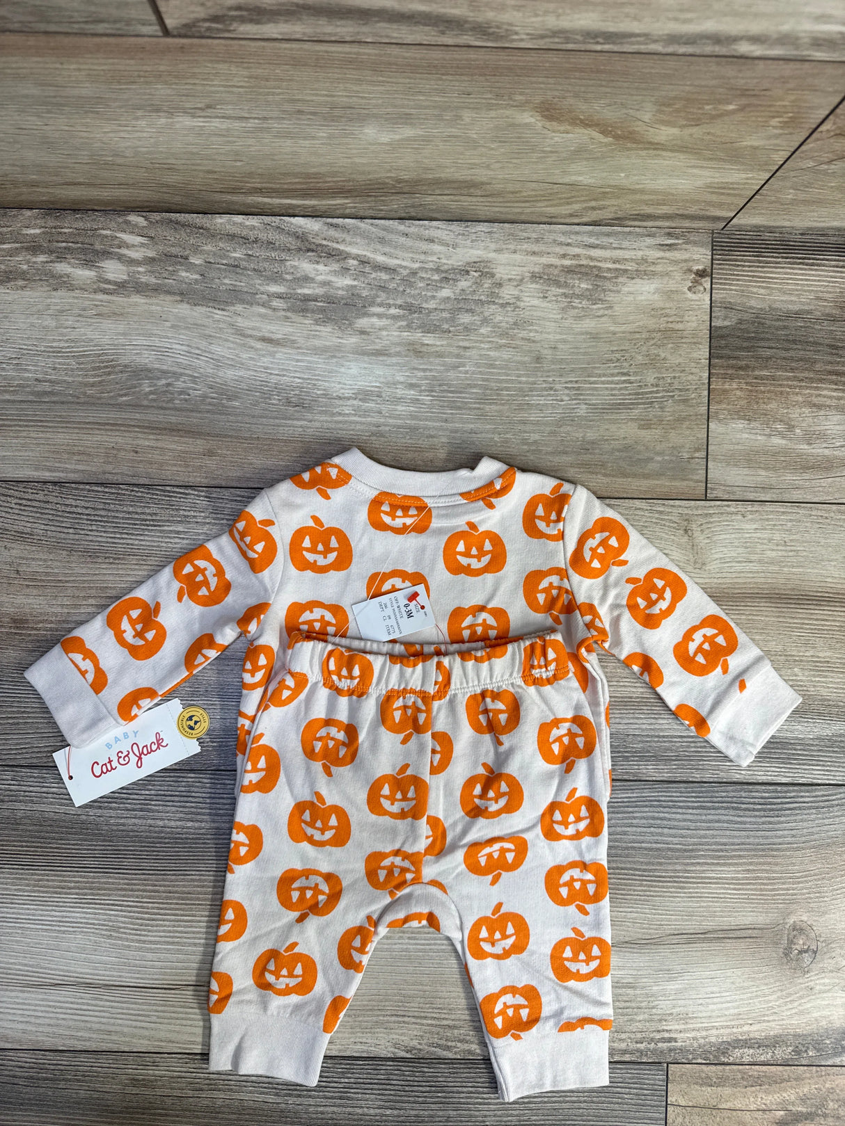 NEW Cat & Jack 2pc Halloween Pumpkin Sweatshirt & Jogger Set Orange sz 0-3m